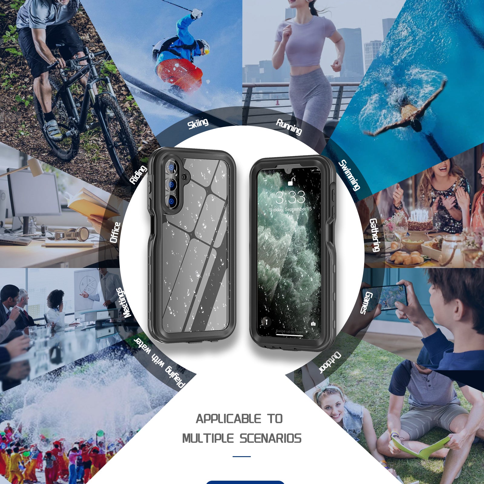 Samsung Galaxy A15 ,360 Full Protective Waterproof Case With Built-in Screen Fingerprint Protector