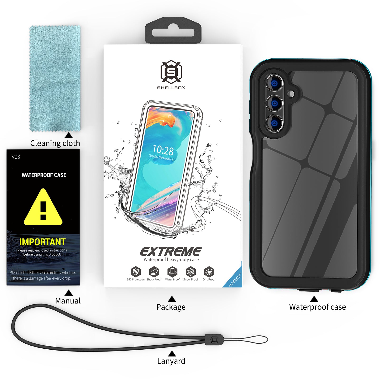 Samsung Galaxy A15 ,360 Full Protective Waterproof Case With Built-in Screen Fingerprint Protector