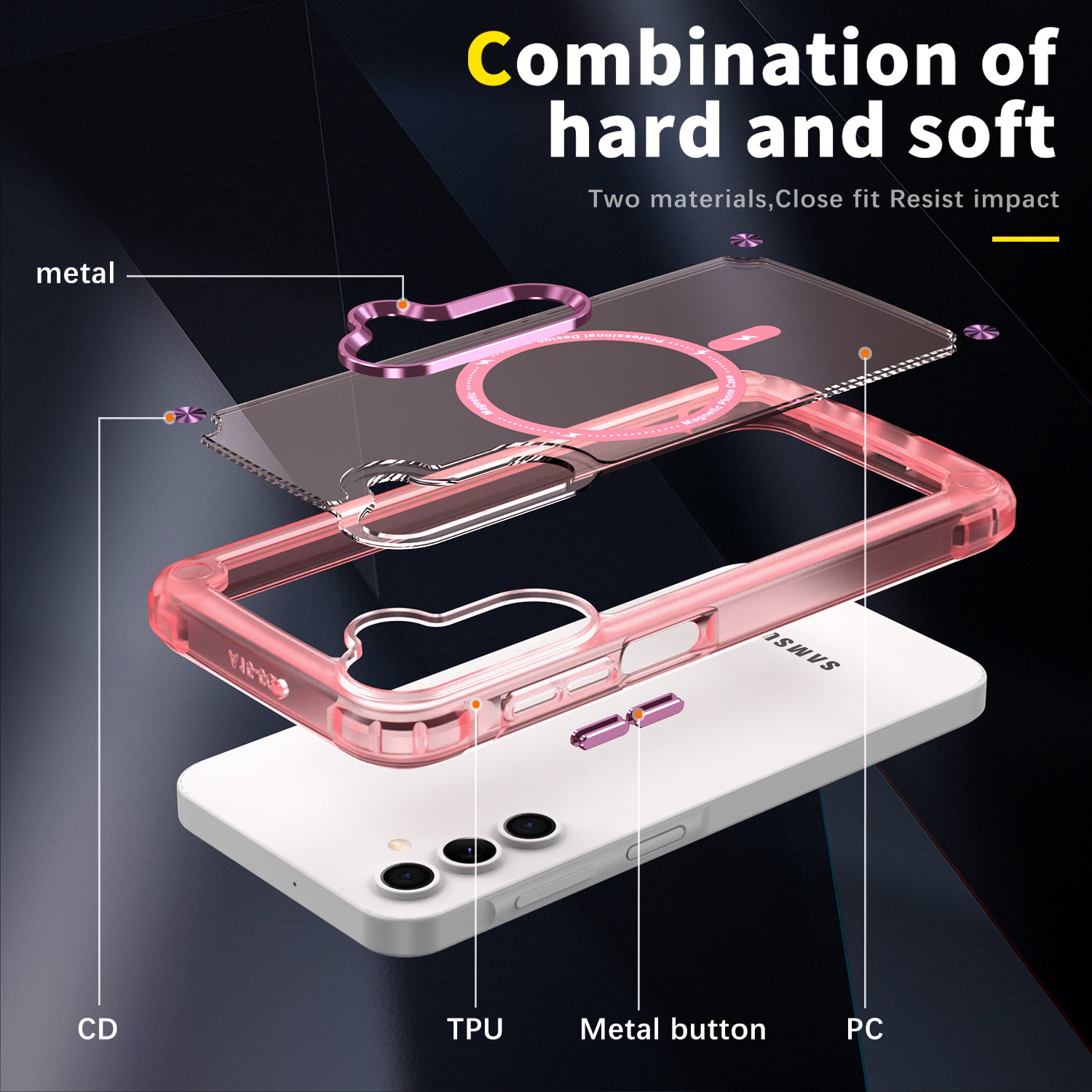 Samsung Galaxy A15 Translucent Skin Feel TPU Hybrid Magnetic Phone Case