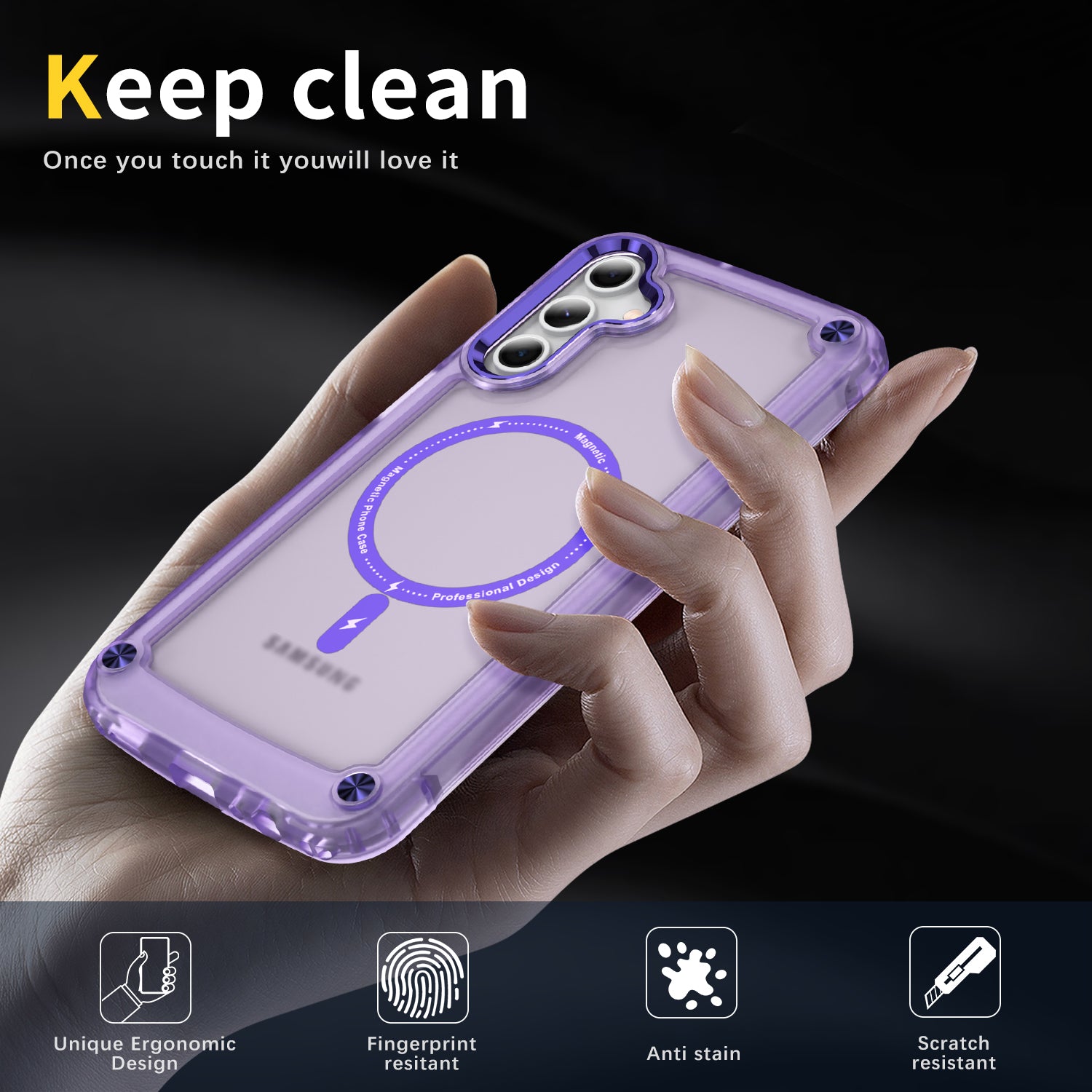 Samsung Galaxy A15 Translucent Skin Feel TPU Hybrid Magnetic Phone Case