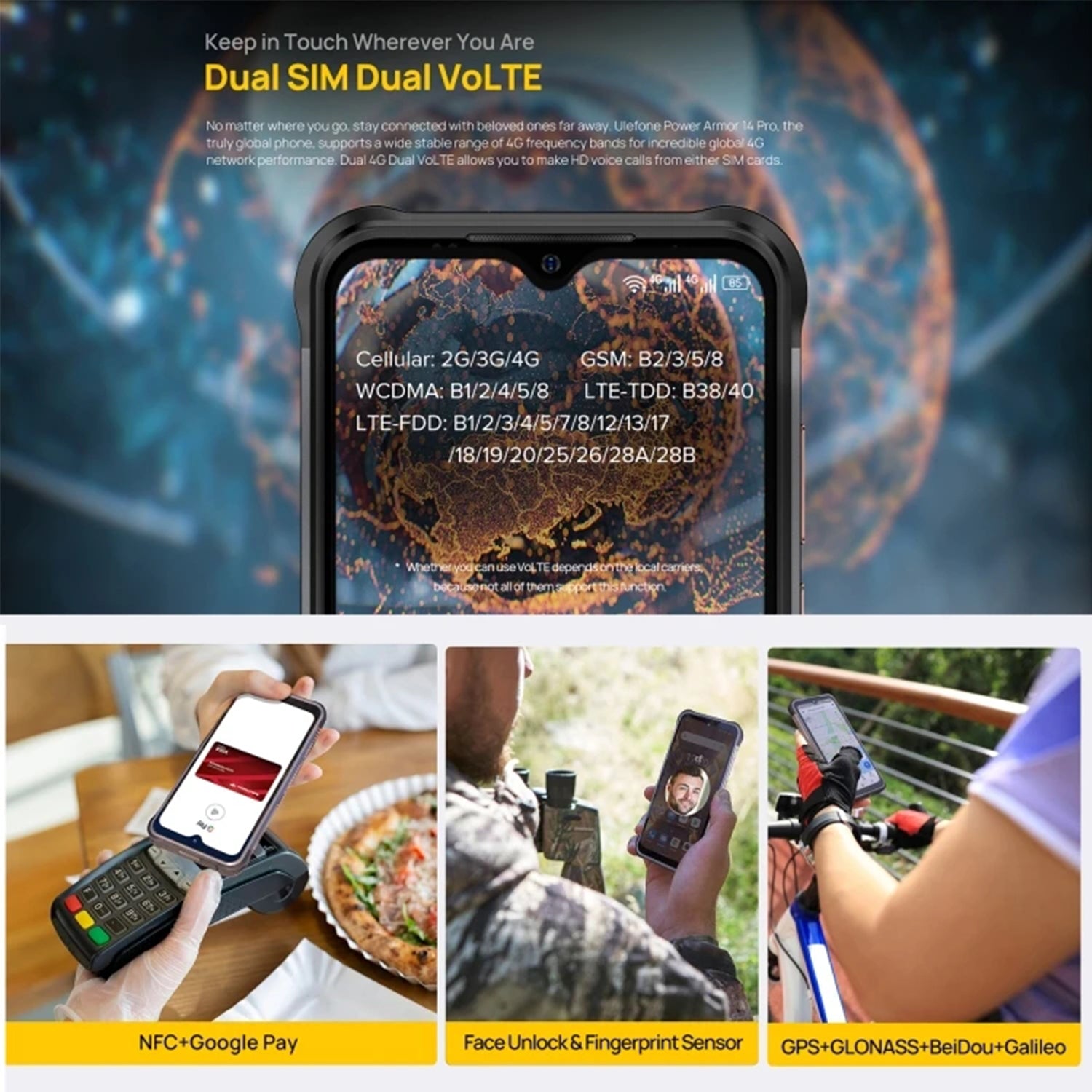 Rugged Smartphone, 10000mAh Rugged Phone, 4GB+64GB up to 2TB, 6.517" HD+, IP68 Waterproof Phone, 20MP Triple AI Camera, Android 11, 4G Volte, GPS, Compass, NFC, OTG-Black