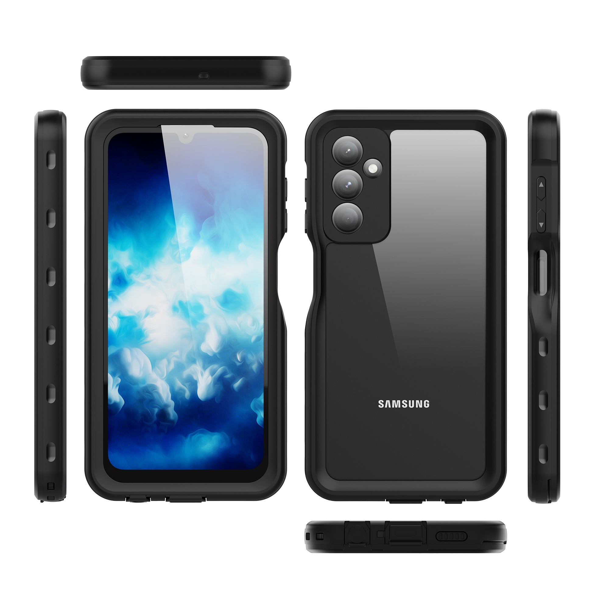 Samsung Galaxy A24 ,360 Full Protective Waterproof Case With Built-in Screen Fingerprint Protector-Black