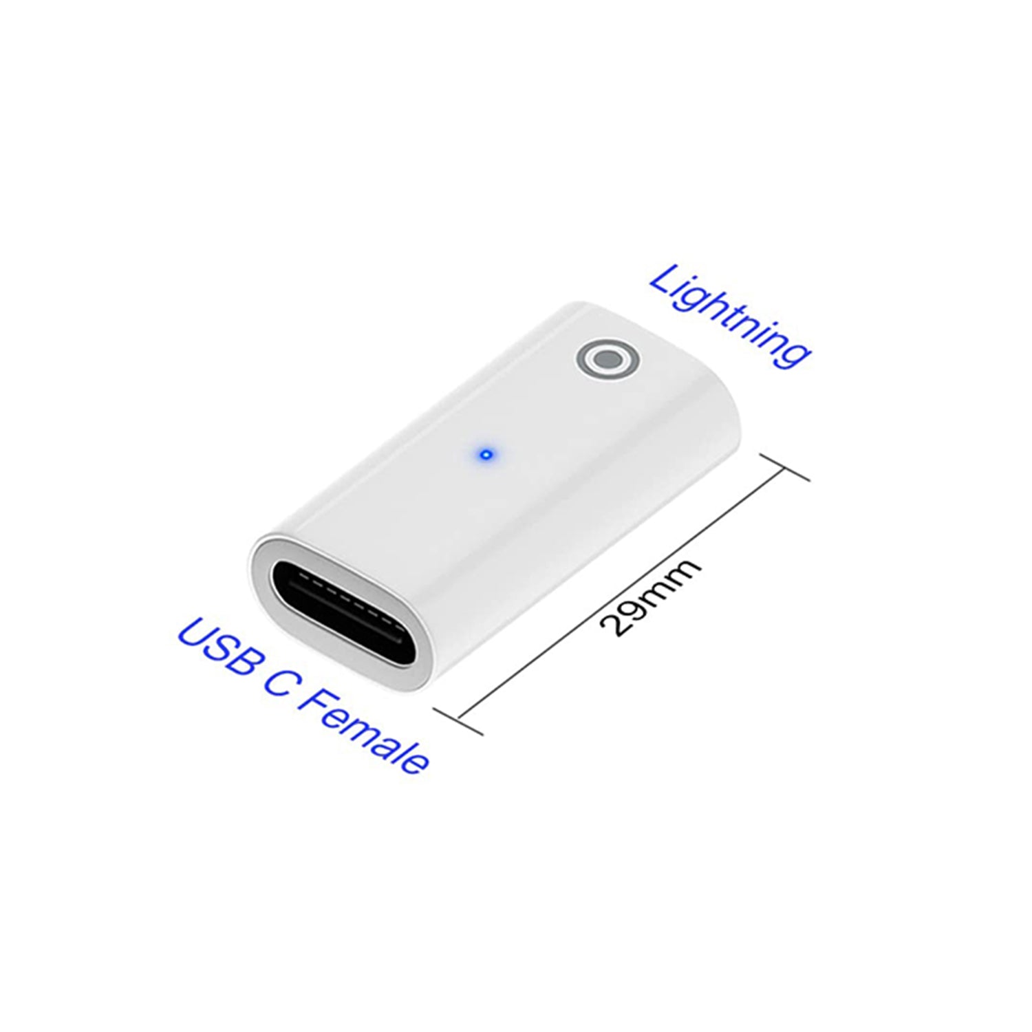 Charging Adapter With Indicator Light For Apple Pencil 1st Generation (Type-C to Lighting )-White