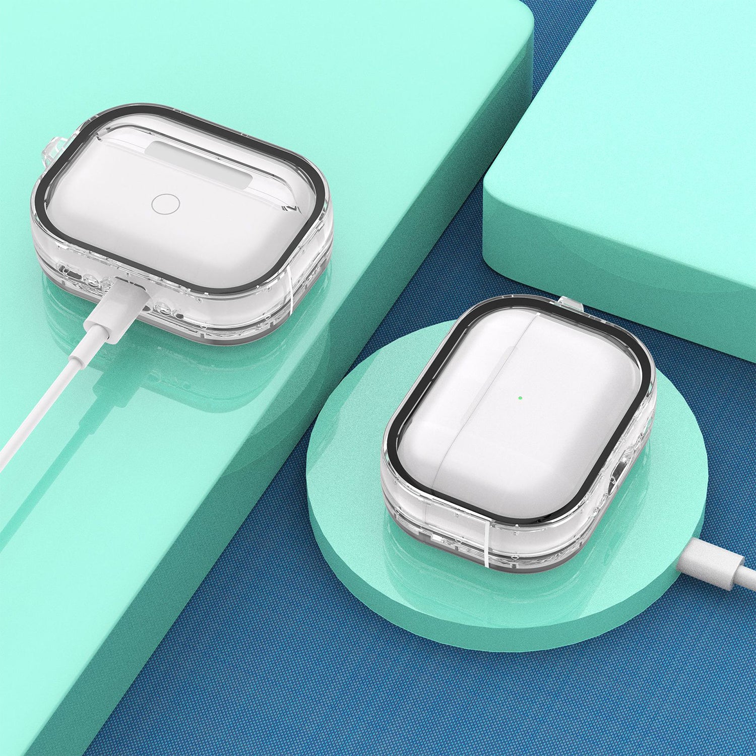 Airpods Pro 2 Transparent Dual Color Frame Earphone Case