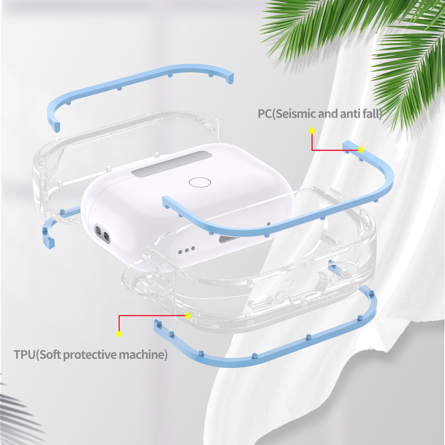 Airpods Pro 2 Transparent Dual Color Frame Earphone Case