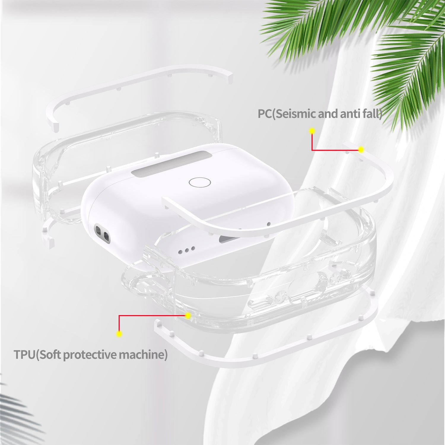 Airpods Pro 2 Transparent Dual Color Frame Earphone Case