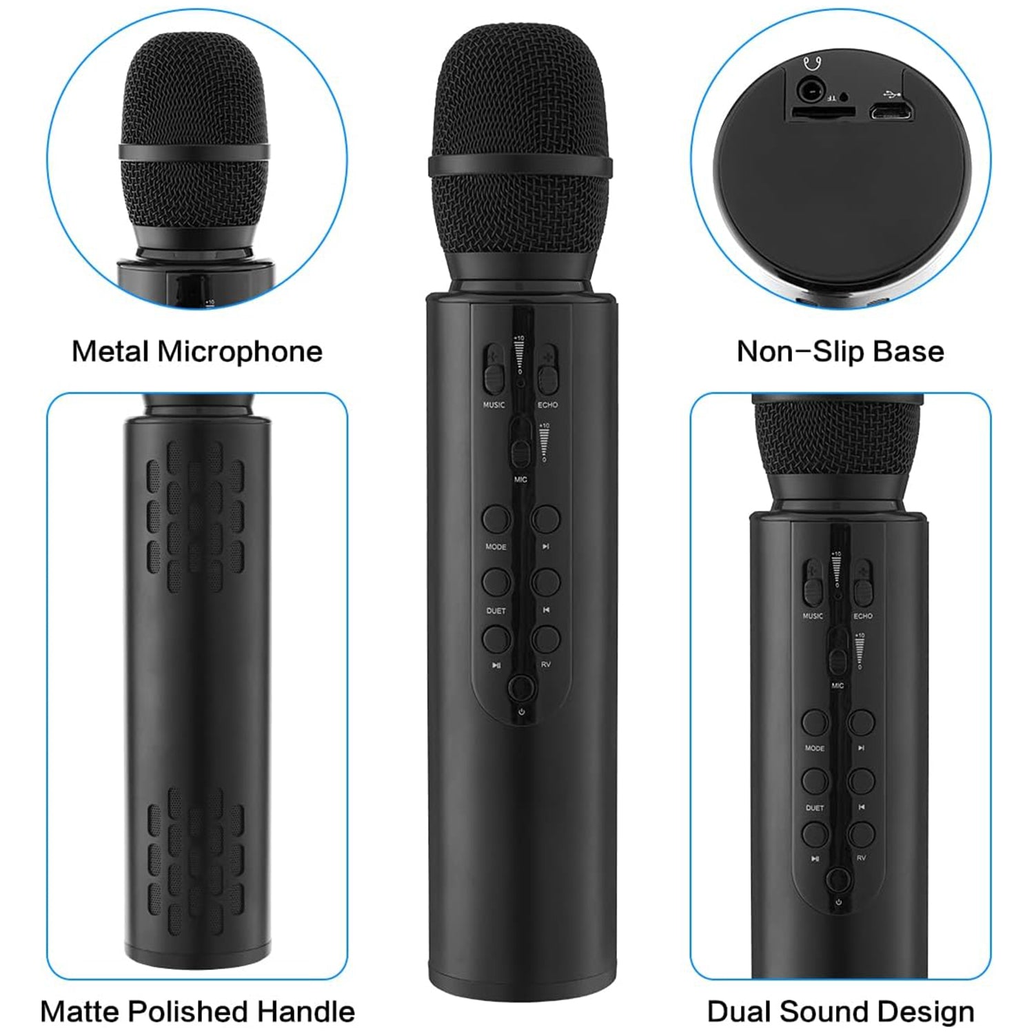 M6 Wireless Microphone Noise Reduction High Fidelity Mini Bluetooth-compatible 5.0 Home KTV Recording Microphone Speaker for Singing