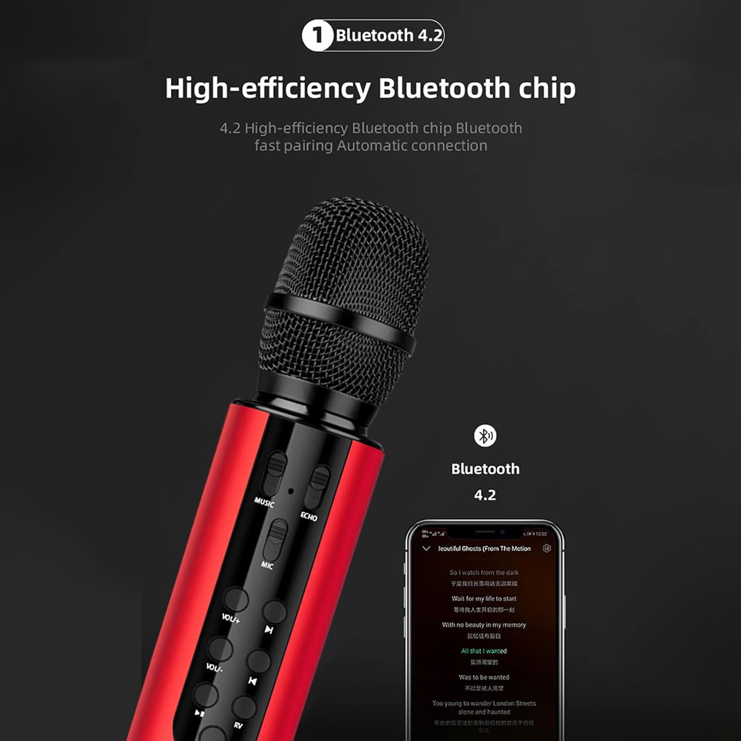 M6 Wireless Microphone Noise Reduction High Fidelity Mini Bluetooth-compatible 5.0 Home KTV Recording Microphone Speaker for Singing