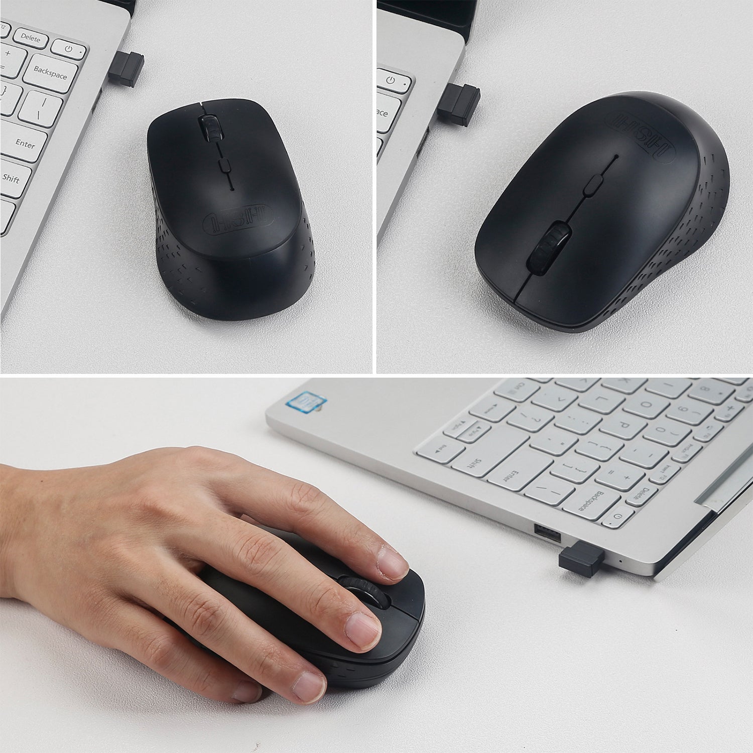 Type-C Wireless Mouse Rechargeable Silent Click Ergonomic Mouse 3 DPI Adjustable with USB Adapter for Laptop PC Macbook