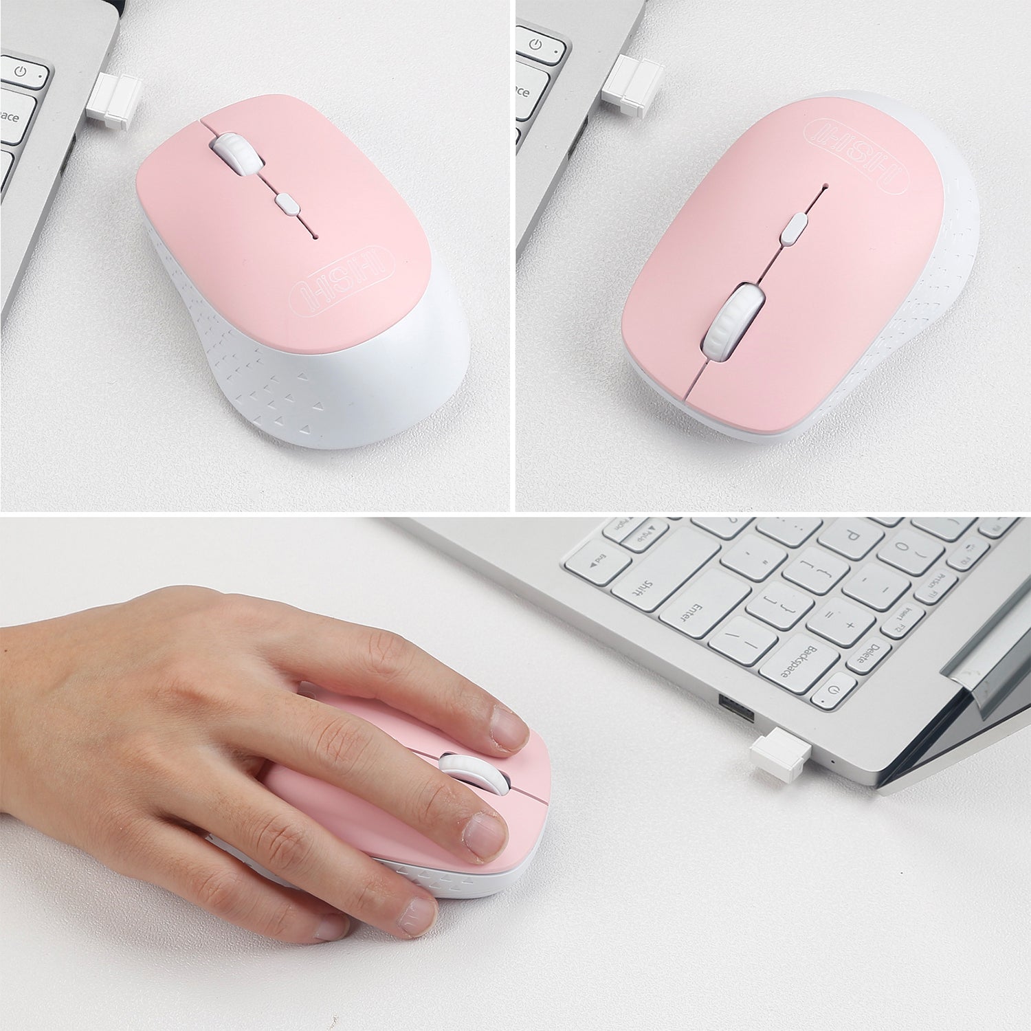 Type-C Wireless Mouse Rechargeable Silent Click Ergonomic Mouse 3 DPI Adjustable with USB Adapter for Laptop PC Macbook