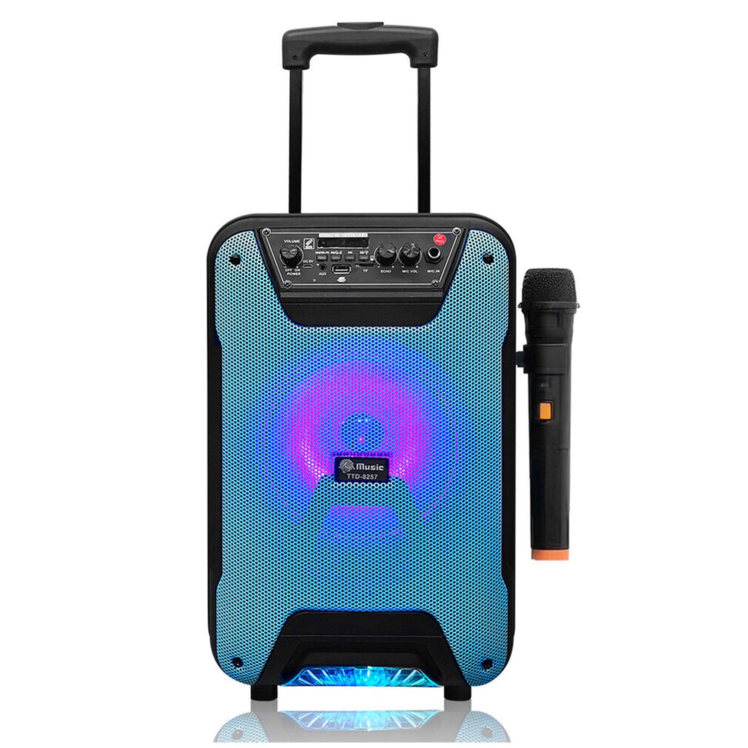 8 Inch 8W Portable Trolley Bluetooth Speaker Sound System Karaoke Machine Party with Remote and Microphone