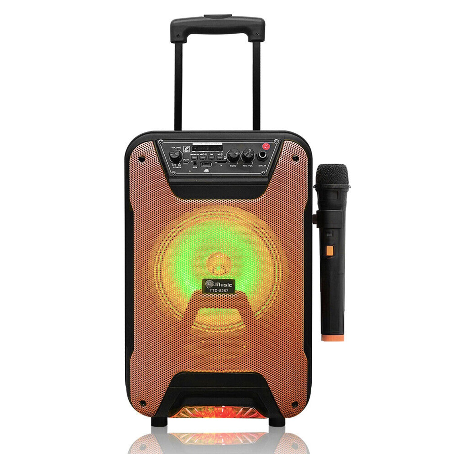 8 Inch 8W Portable Trolley Bluetooth Speaker Sound System Karaoke Machine Party with Remote and Microphone