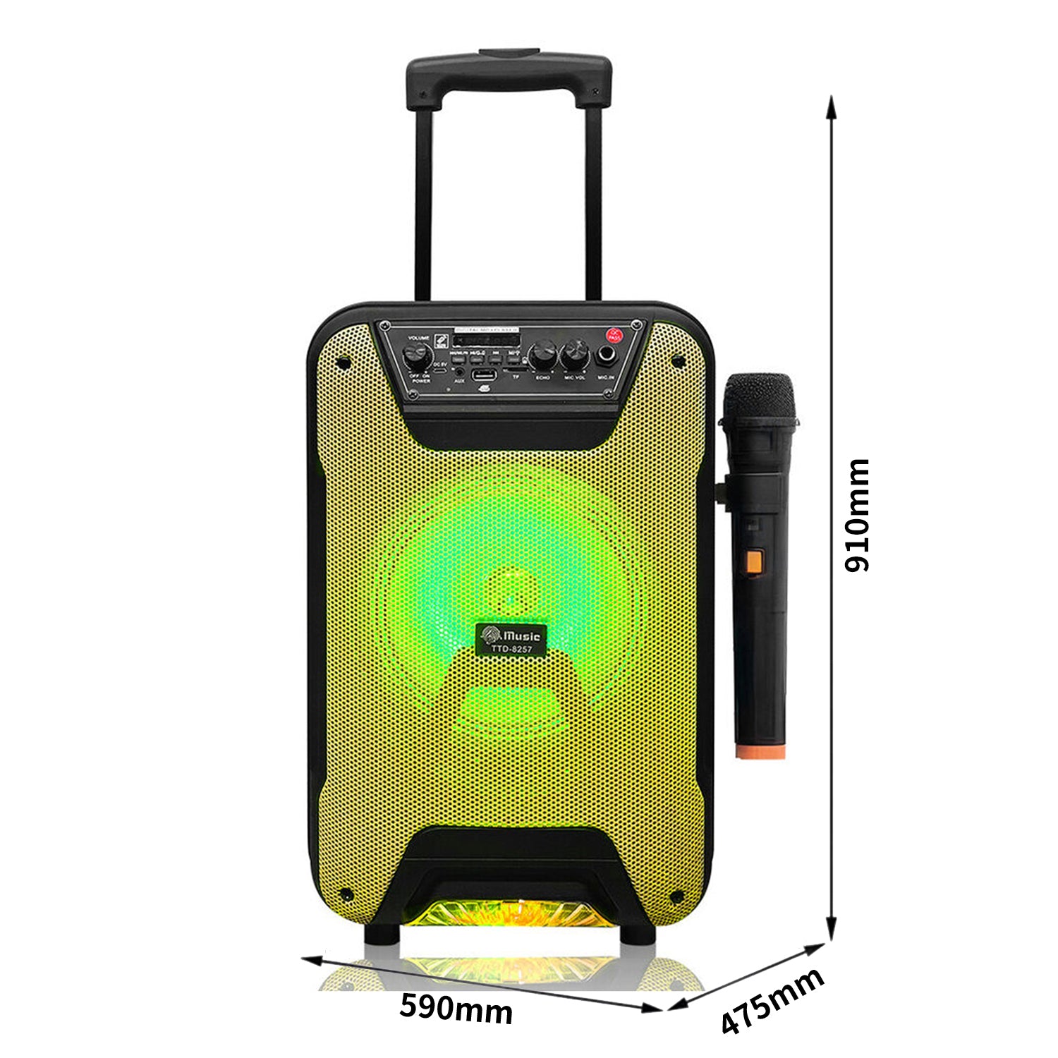 8 Inch 8W Portable Trolley Bluetooth Speaker Sound System Karaoke Machine Party with Remote and Microphone