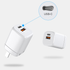 PD 20W 2 prots foldable USB / USB-C home adapter wall charger-White