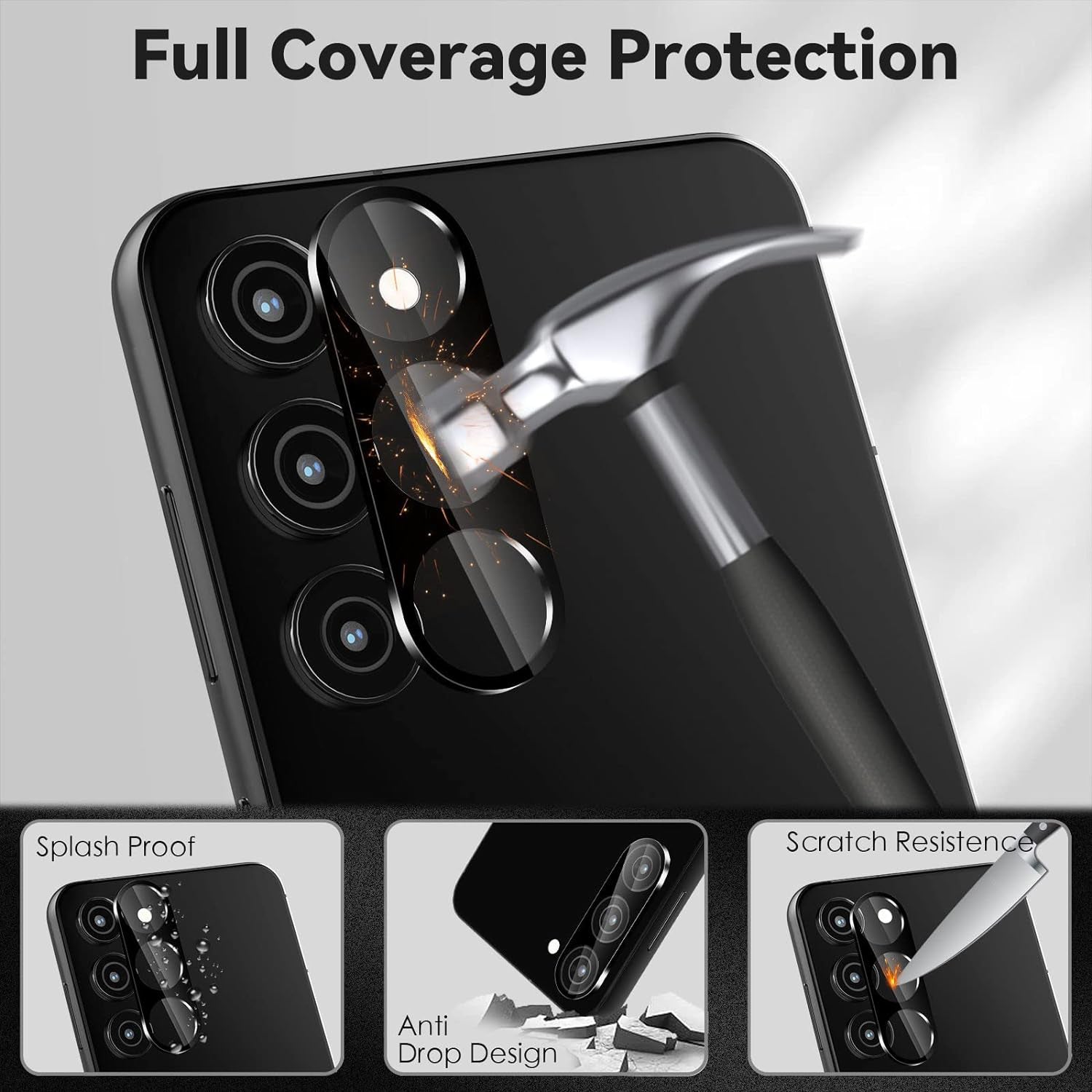 Samsnug Galaxy S24 Plus Camera Tempered High Definition Camera Lens Protector-Black