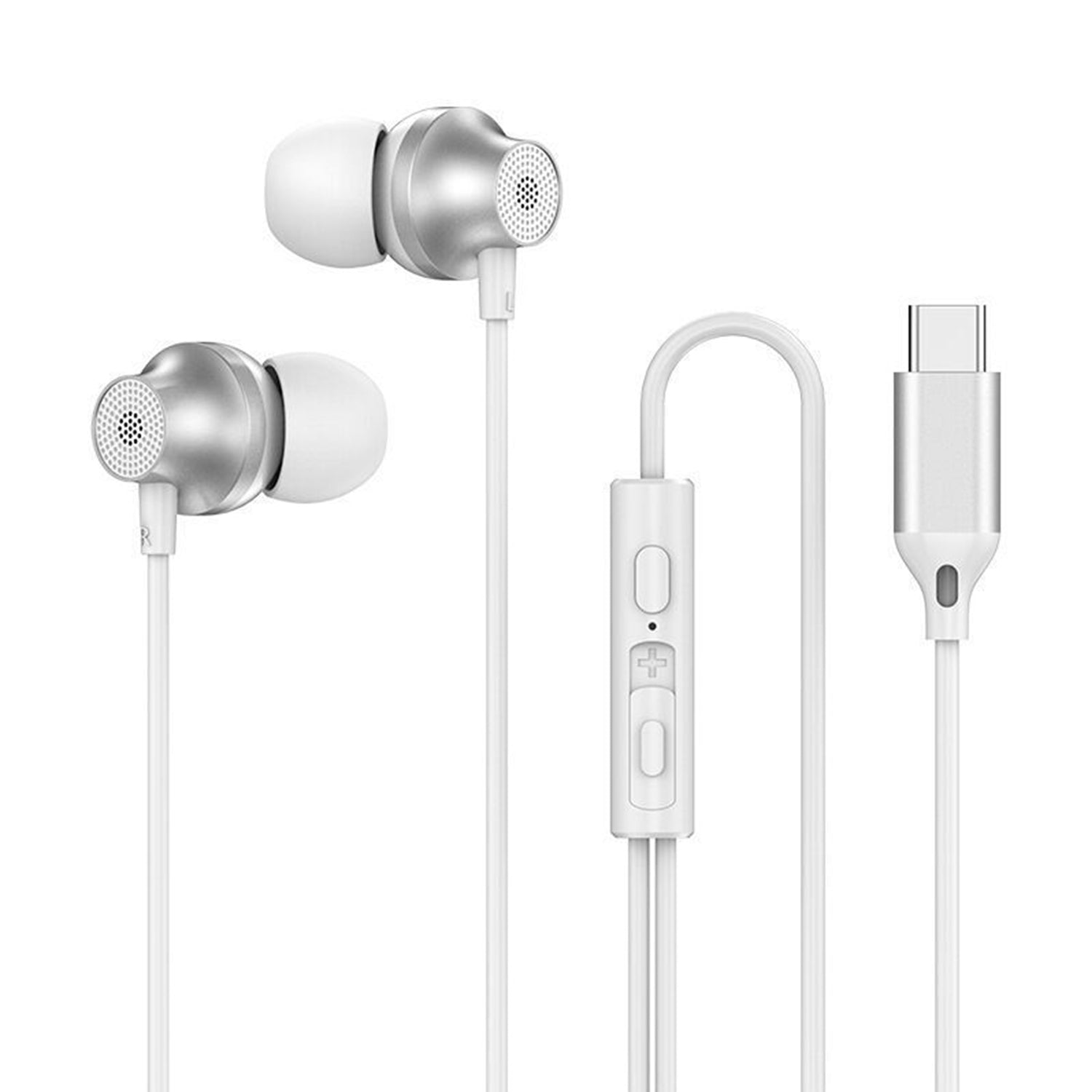 Type-C Meatal in Ear Flat Mouthed Bass Earphones With Microphone