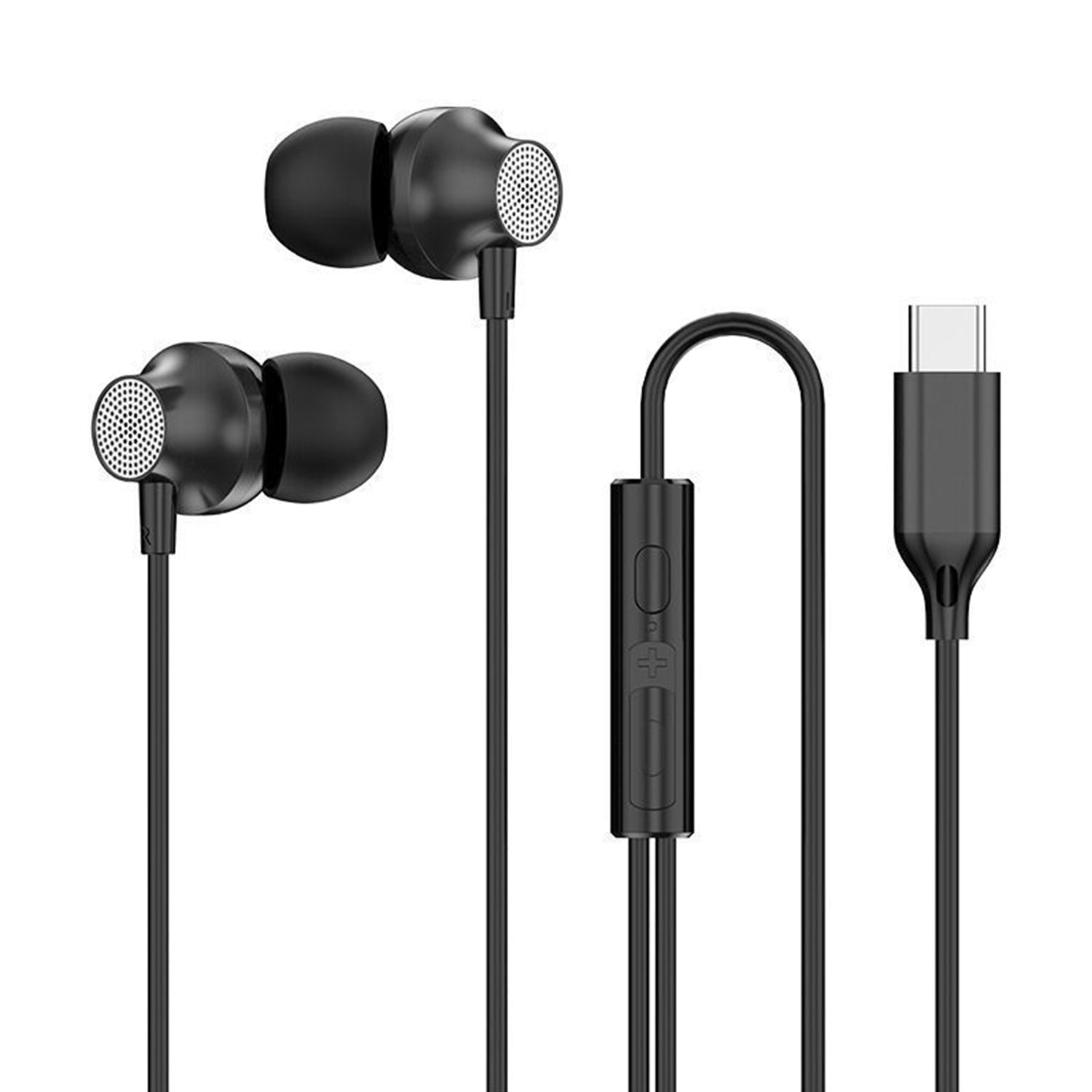 Type-C Meatal in Ear Flat Mouthed Bass Earphones With Microphone