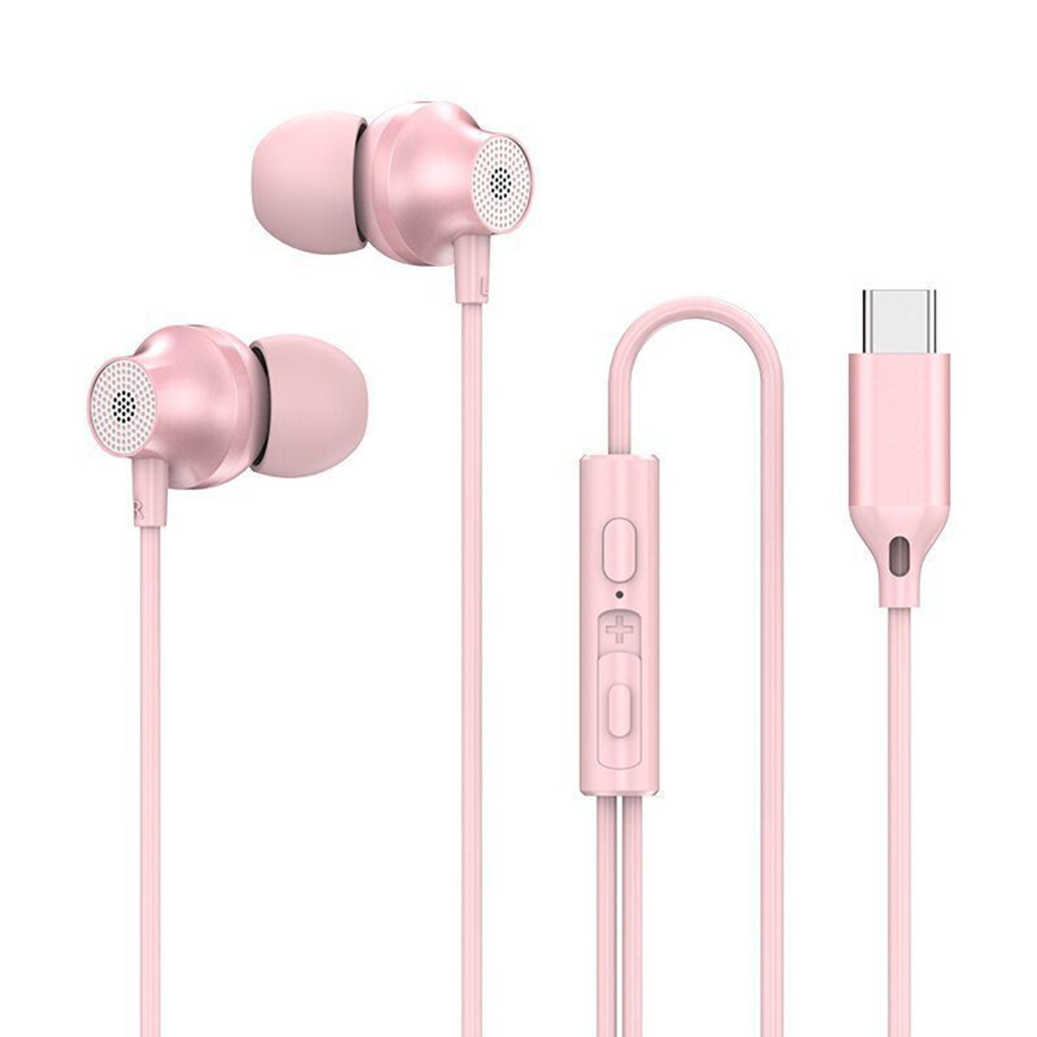 Type-C Meatal in Ear Flat Mouthed Bass Earphones With Microphone