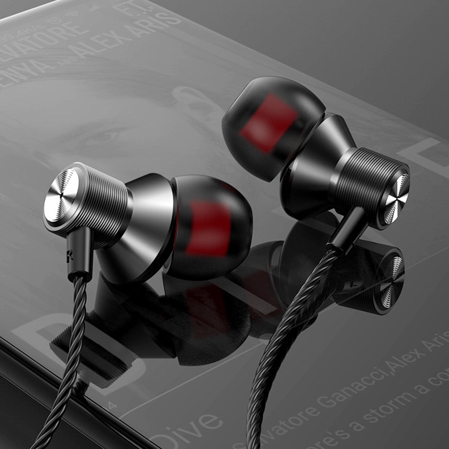 Type-C Metal in Ear Fiat Mouthed Bass Earphones With Microphone-Black