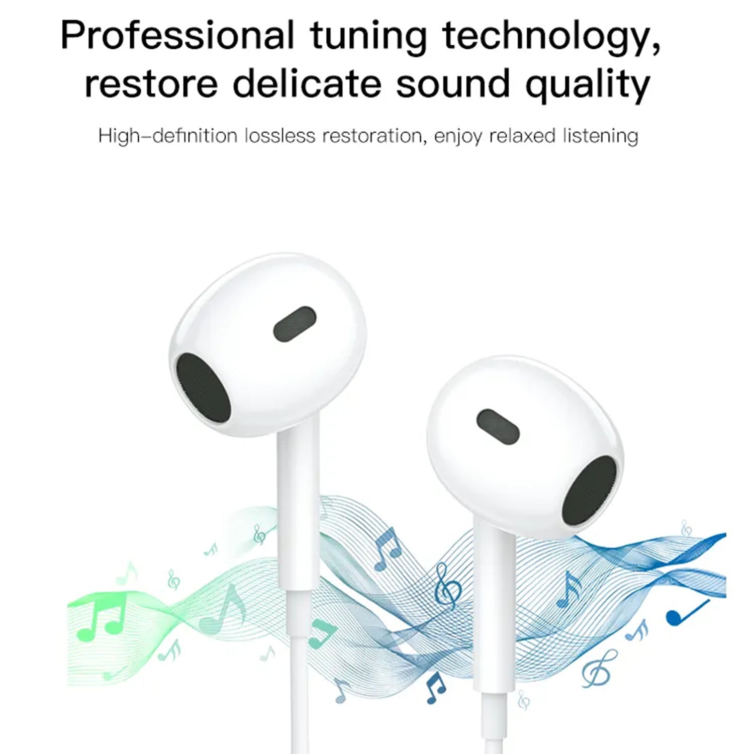 Type-C Wired Earbuds Headphones with Microphone with Volume Control&Support Call Compatible with iPhone 15 Series-White