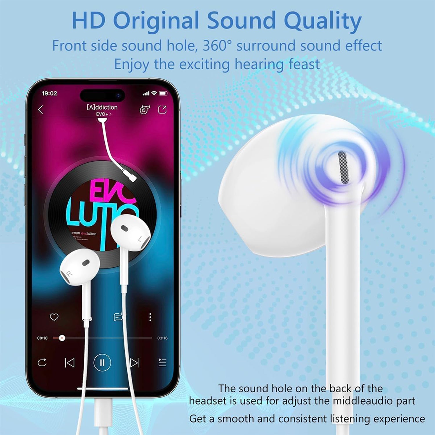 USB-C Headphones Type C Earphones for iPhone 15/15 Plus/15 Pro/15 Pro Max Magnetic HiFi Stereo DAC Earphone with Mic Wired Headphone-White
