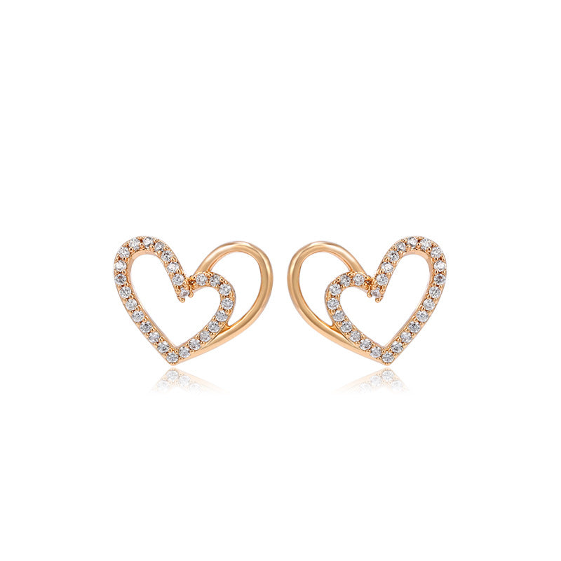 Minimalist hollow heart shaped earrings(X000684077)-Gold