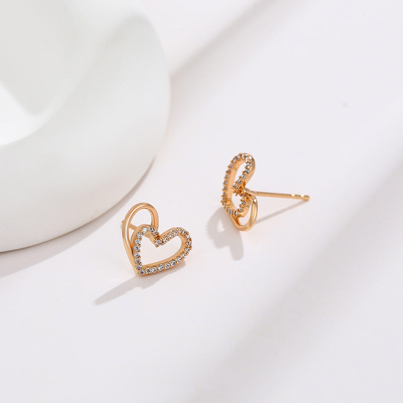 Minimalist hollow heart shaped earrings(X000684077)-Gold