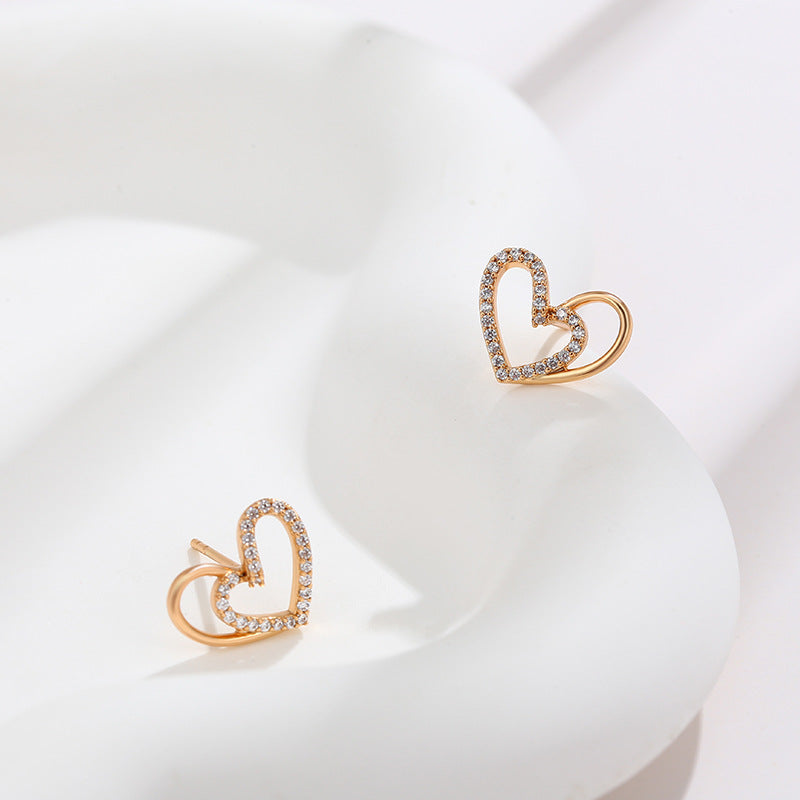 Minimalist hollow heart shaped earrings(X000684077)-Gold