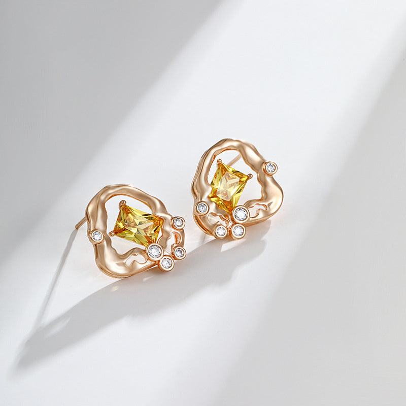 Geometric design ins style simple fashionable and sweet earrings(JSCF-0079E)-Yellow