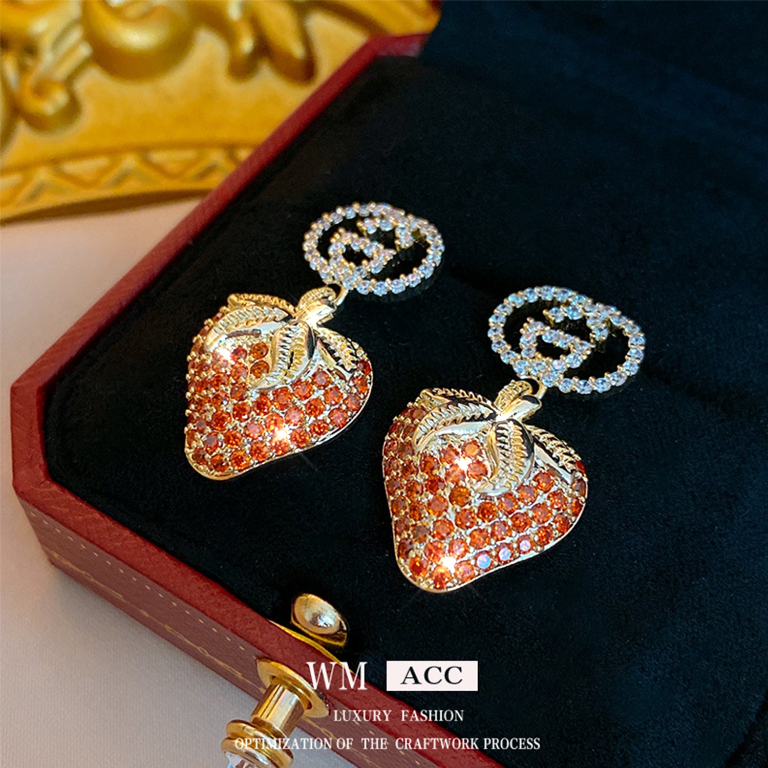 French fashion earrings(HE11760HE11861HE11914)-Strawberry