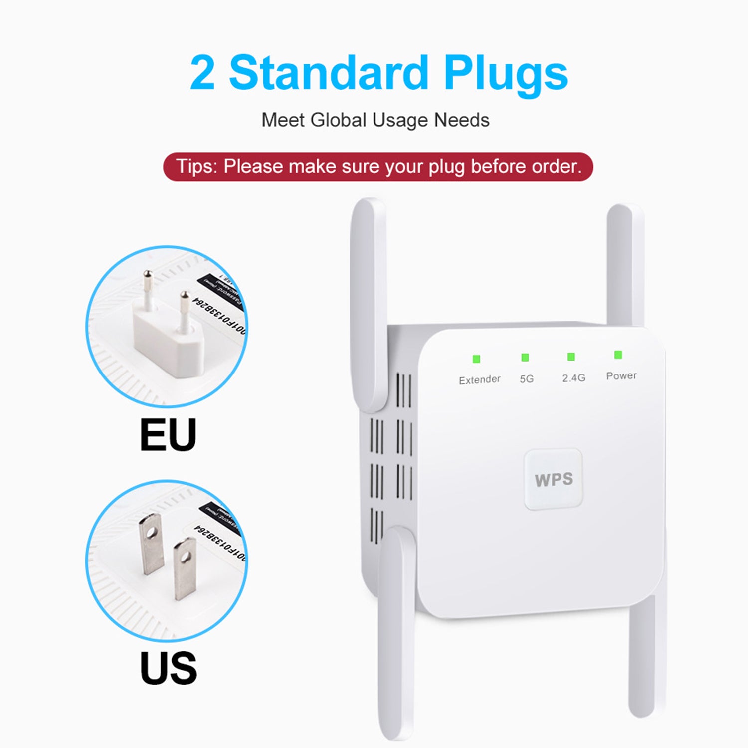 WiFi Extender 5G 1200Mbps Wi-Fi Signal Booster Amplifier for Home WiFi 2.4GHz Dual Band Wireless Repeater with Strong,4 Antennas 360° Coverage with Ethernet Port AP Mode