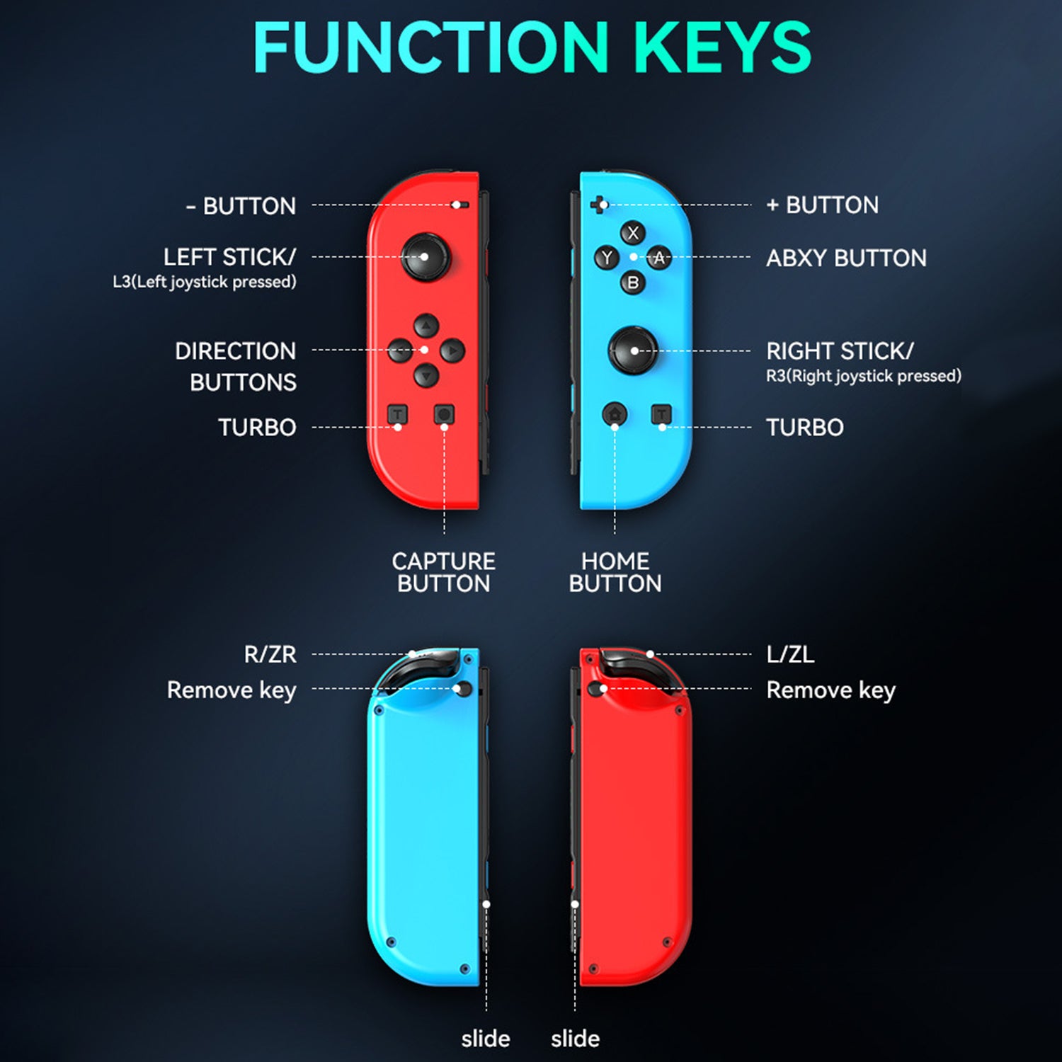 Switch joycon L & R Bluetooth Wireless Gamepad Controller w/Led