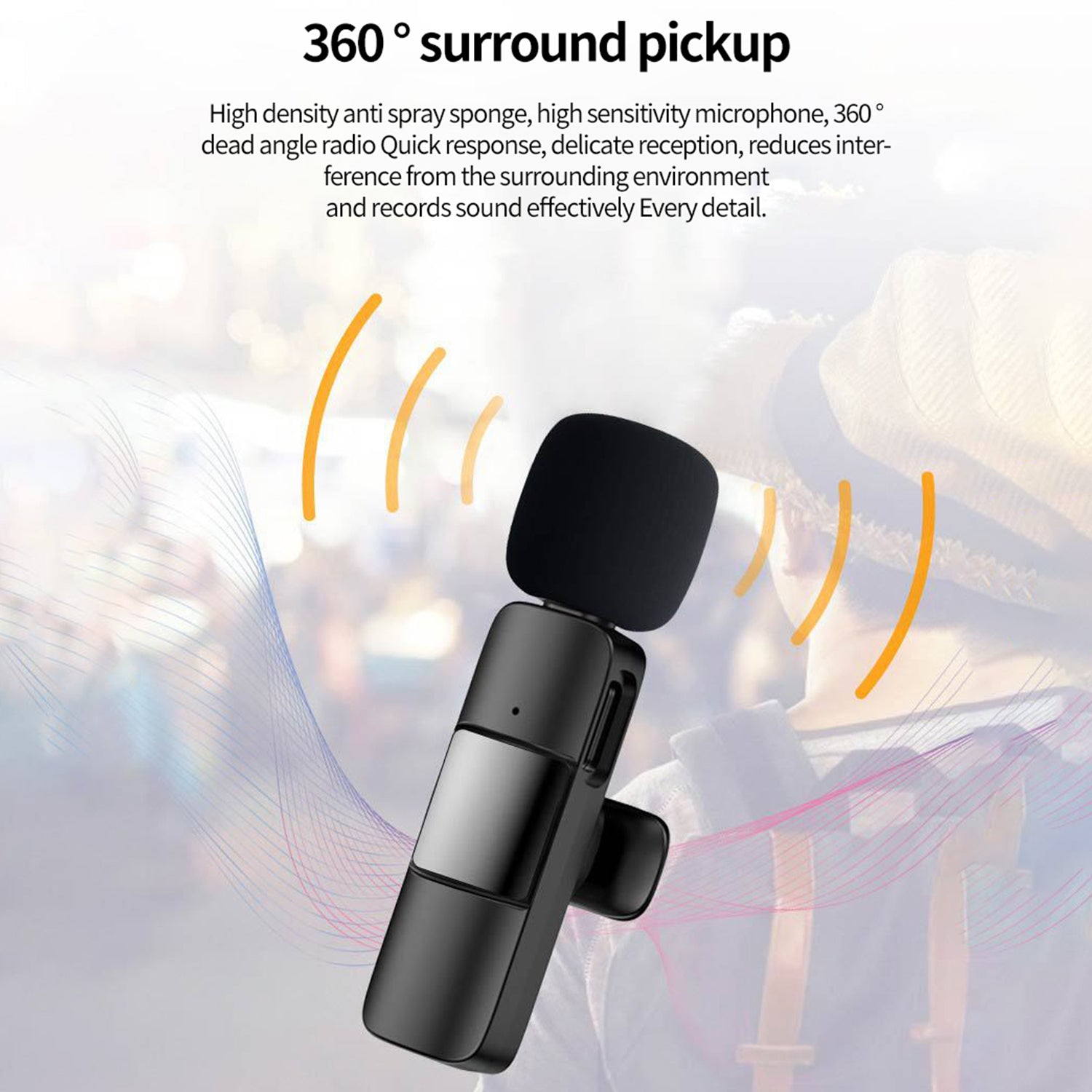 Lavalier Lightning Interface Bluetooth Mini Wireless Microphone-Black