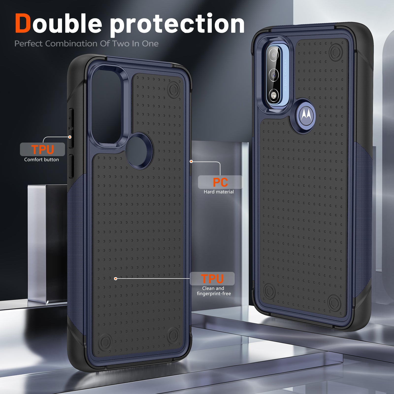 Durable Defener Shockproof Hard PC TPU Luxury of Moto G Pure/Moto G Power(2020)/Moto G Play(2023) Case