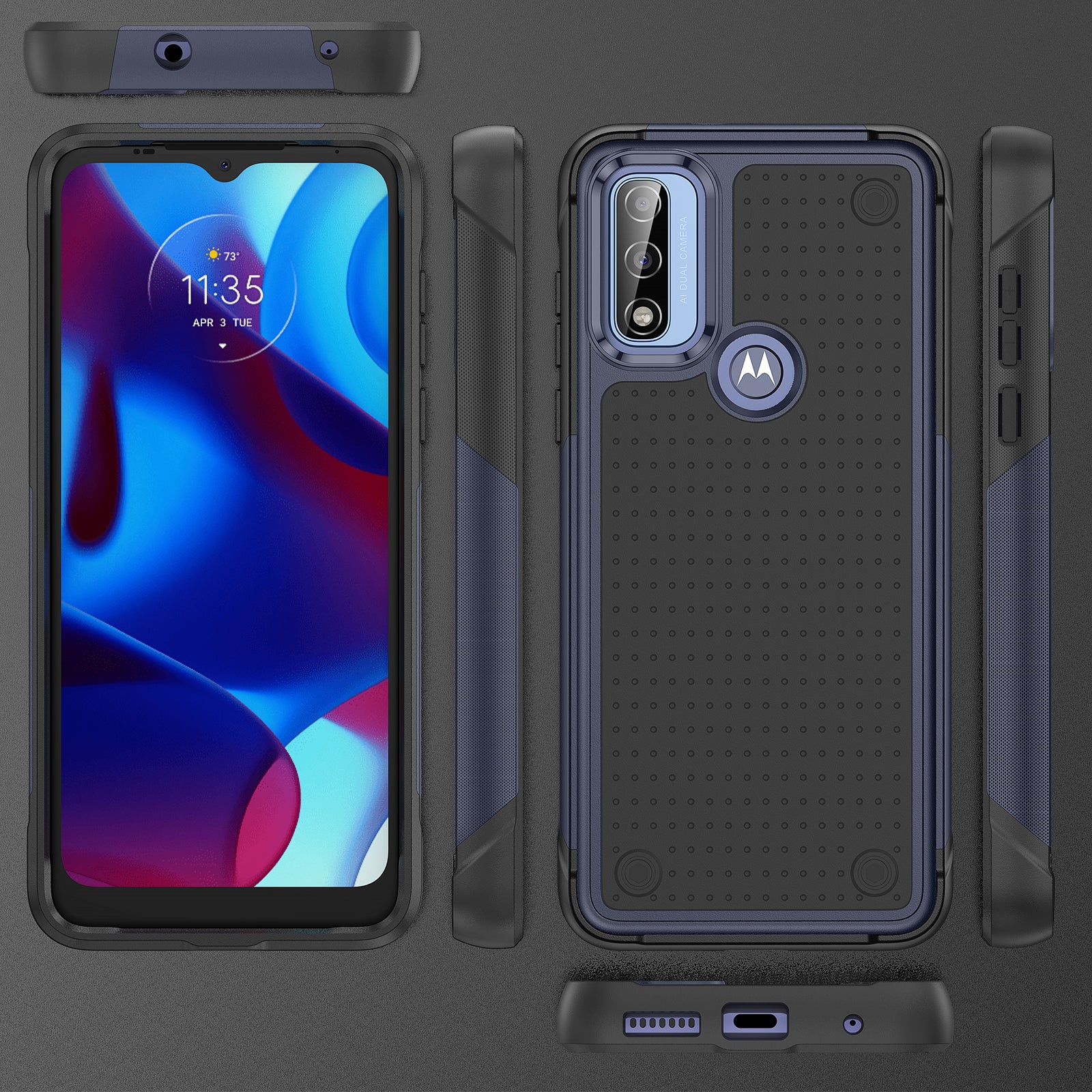 Durable Defener Shockproof Hard PC TPU Luxury of Moto G Pure/Moto G Power(2020)/Moto G Play(2023) Case