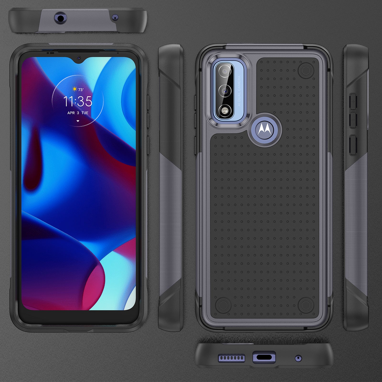 Durable Defener Shockproof Hard PC TPU Luxury of Moto G Pure/Moto G Power(2020)/Moto G Play(2023) Case