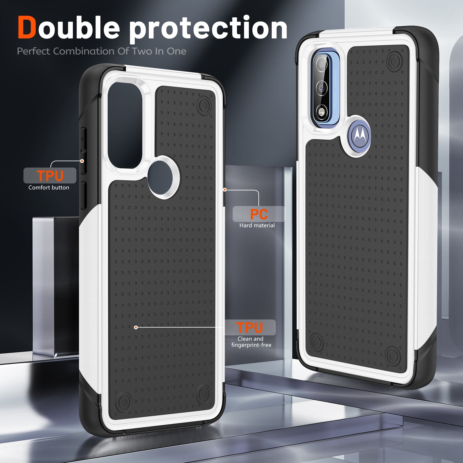 Durable Defener Shockproof Hard PC TPU Luxury of Moto G Pure/Moto G Power(2020)/Moto G Play(2023) Case