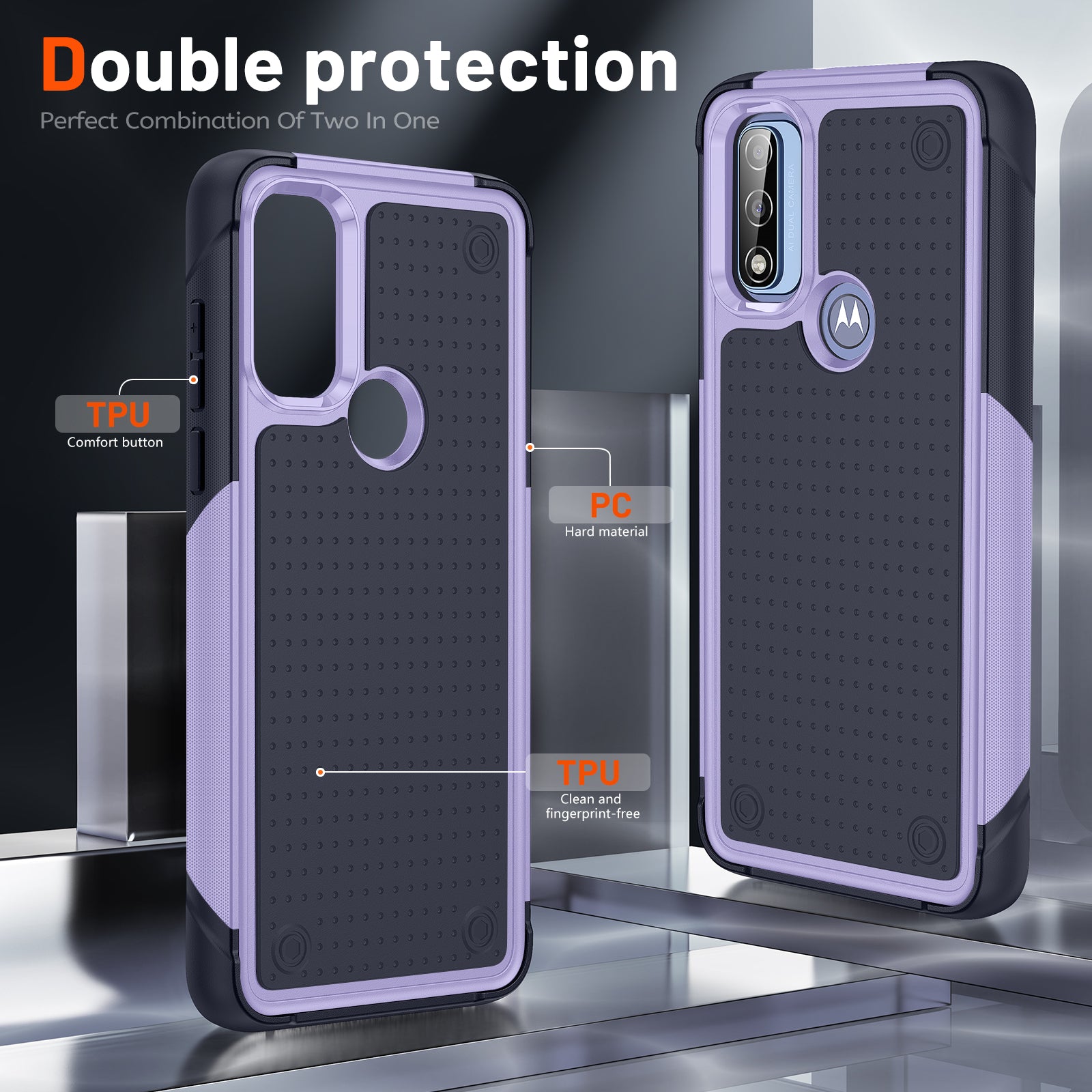 Durable Defener Shockproof Hard PC TPU Luxury of Moto G Pure/Moto G Power(2020)/Moto G Play(2023) Case