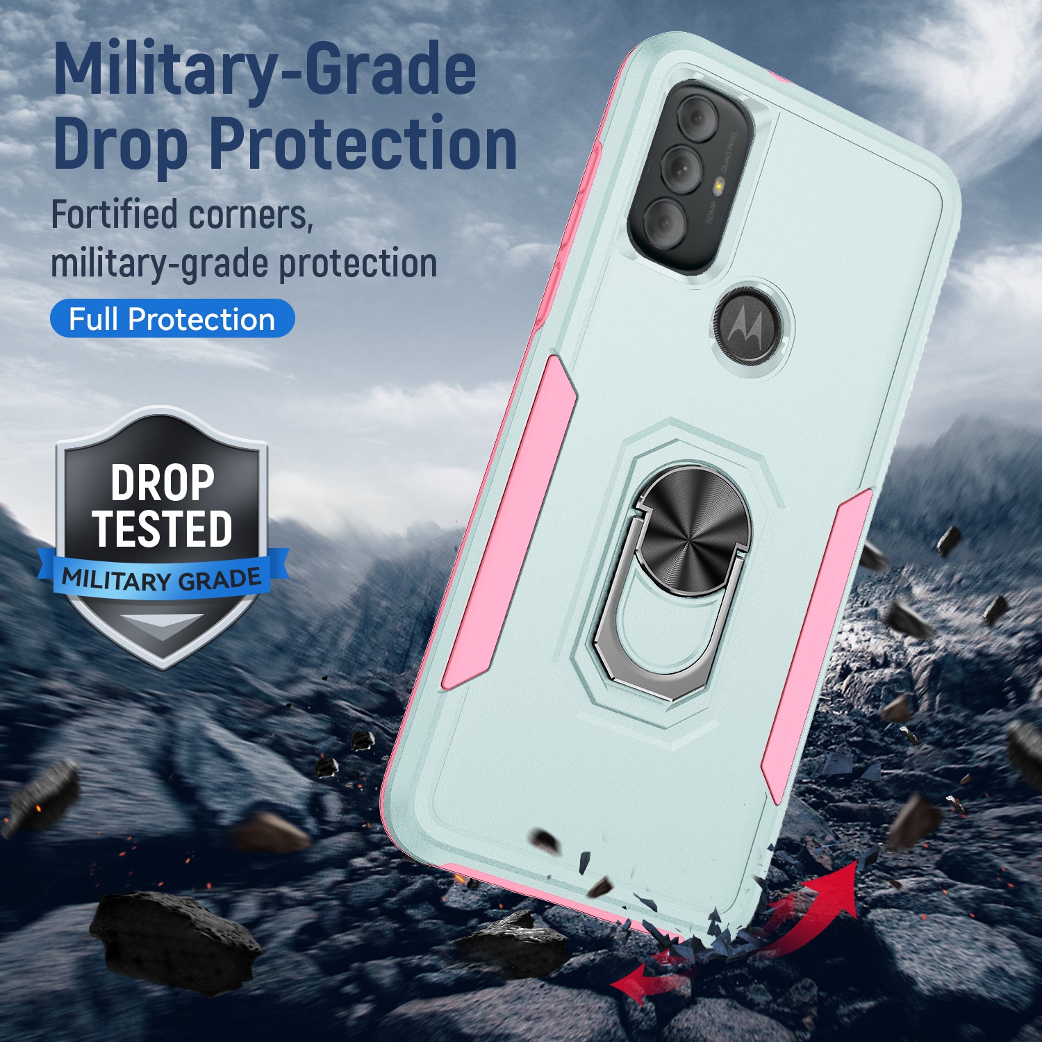 Kickstand Fully Protected  Heavy-Duty Shockproof of Moto G Pure/Moto G Power(2020)/Moto G Play(2023) Case