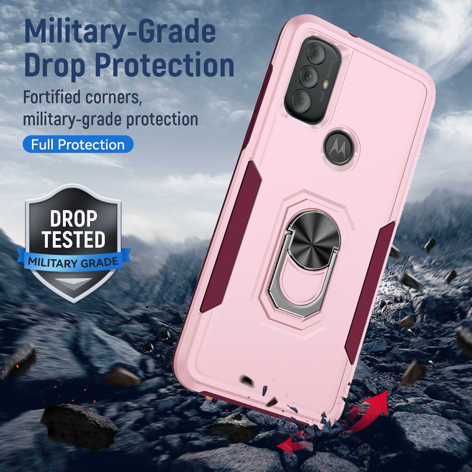 Kickstand Fully Protected  Heavy-Duty Shockproof of Moto G Pure/Moto G Power(2020)/Moto G Play(2023) Case