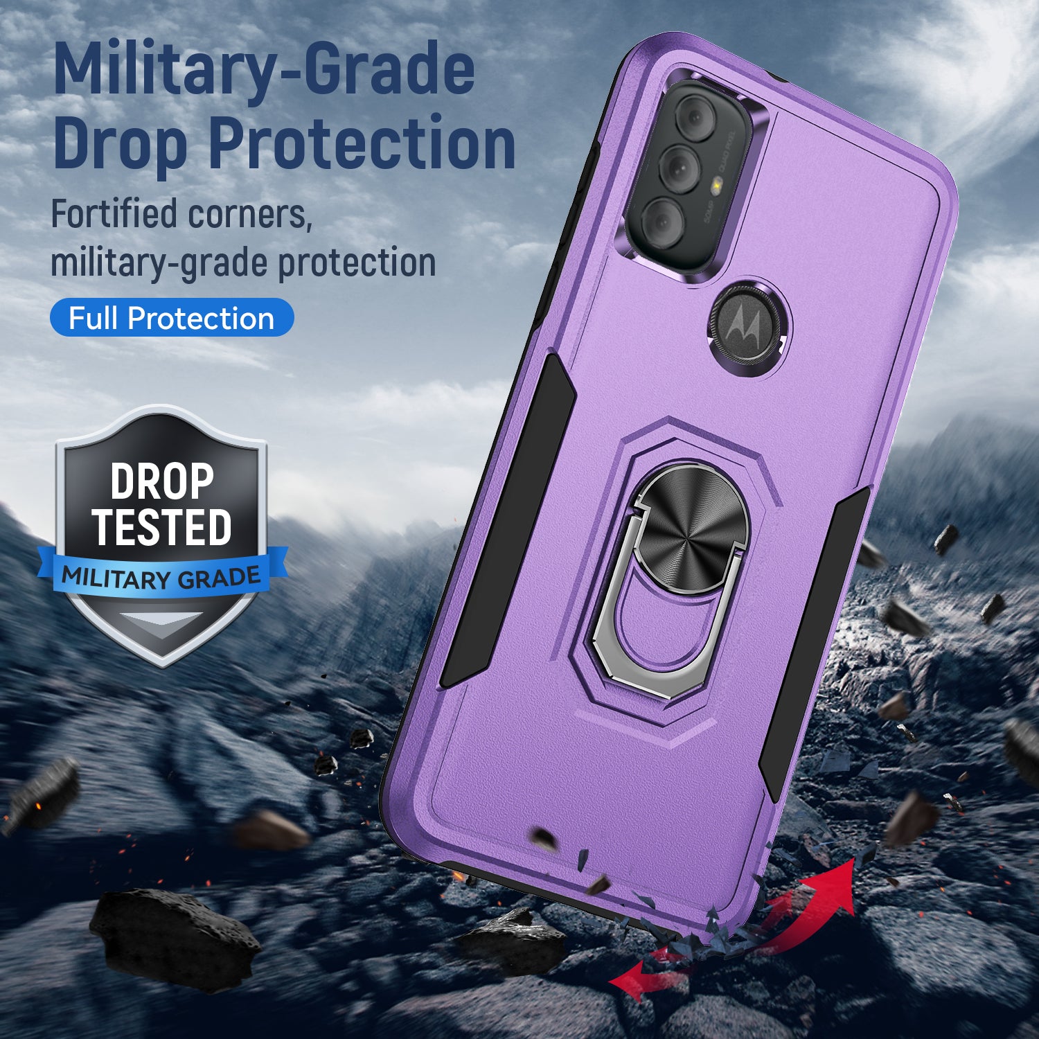 Kickstand Fully Protected  Heavy-Duty Shockproof of Moto G Pure/Moto G Power(2020)/Moto G Play(2023) Case