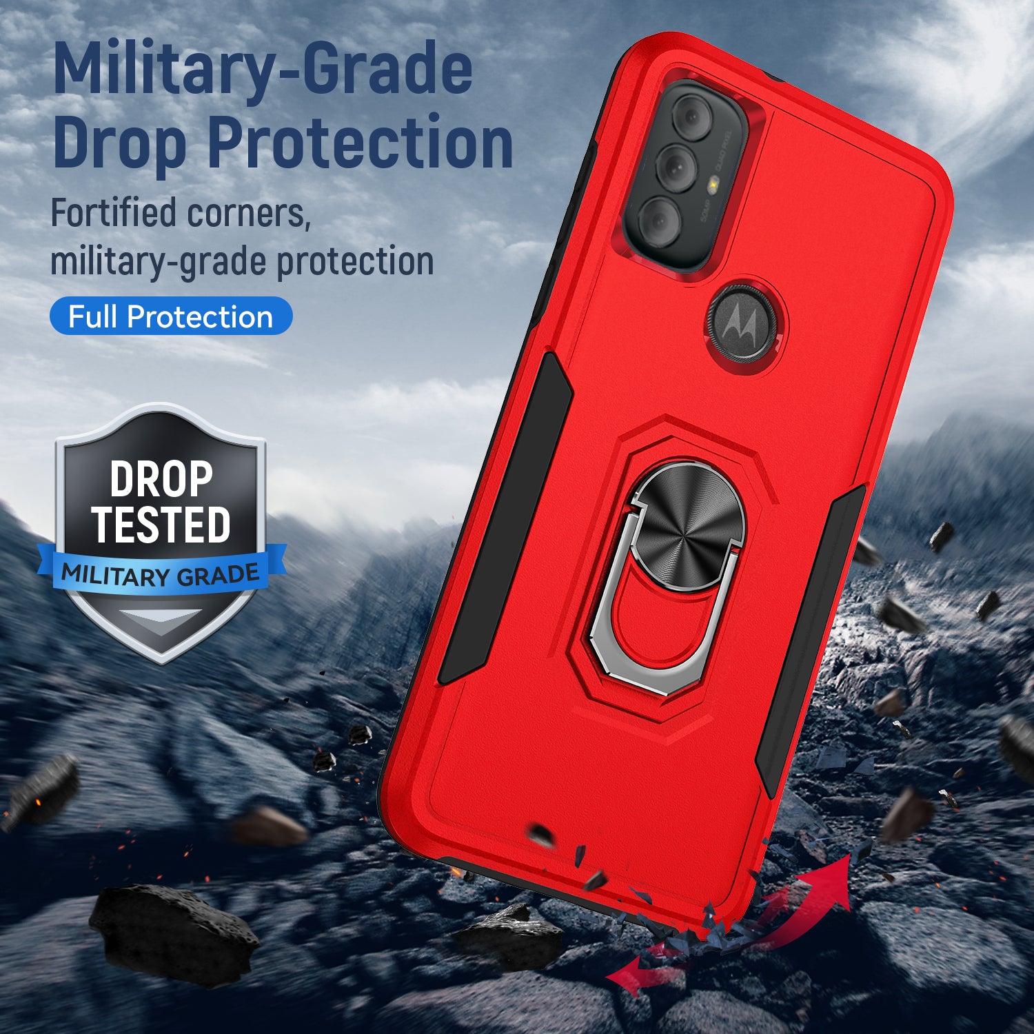 Kickstand Fully Protected  Heavy-Duty Shockproof of Moto G Pure/Moto G Power(2020)/Moto G Play(2023) Case