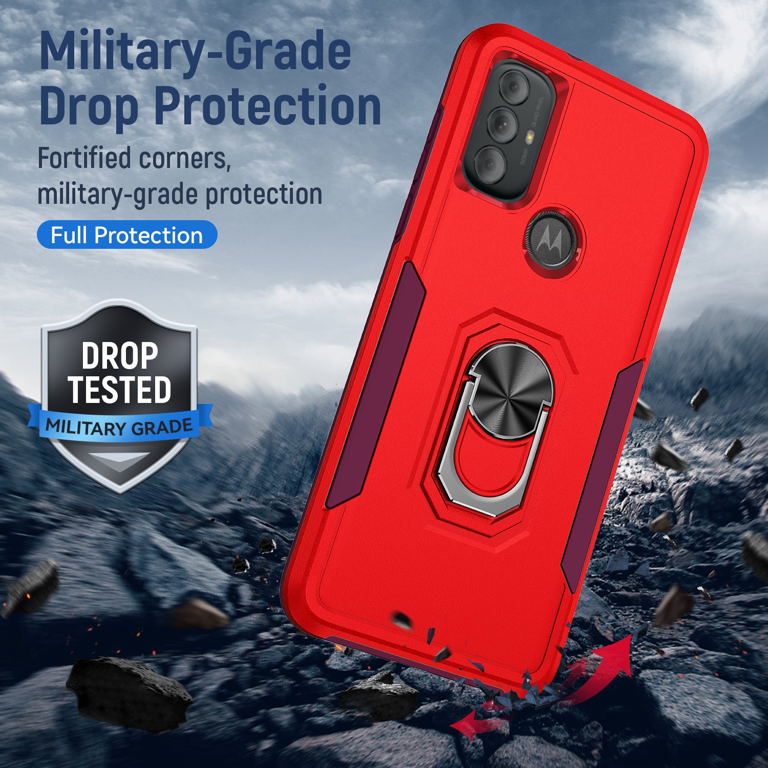 Kickstand Fully Protected  Heavy-Duty Shockproof of Moto G Pure/Moto G Power(2020)/Moto G Play(2023) Case