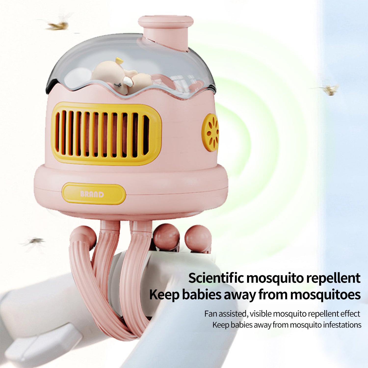 Octopus Stroller Fan With Small Night Light to Repel Mosquitoes and Insects