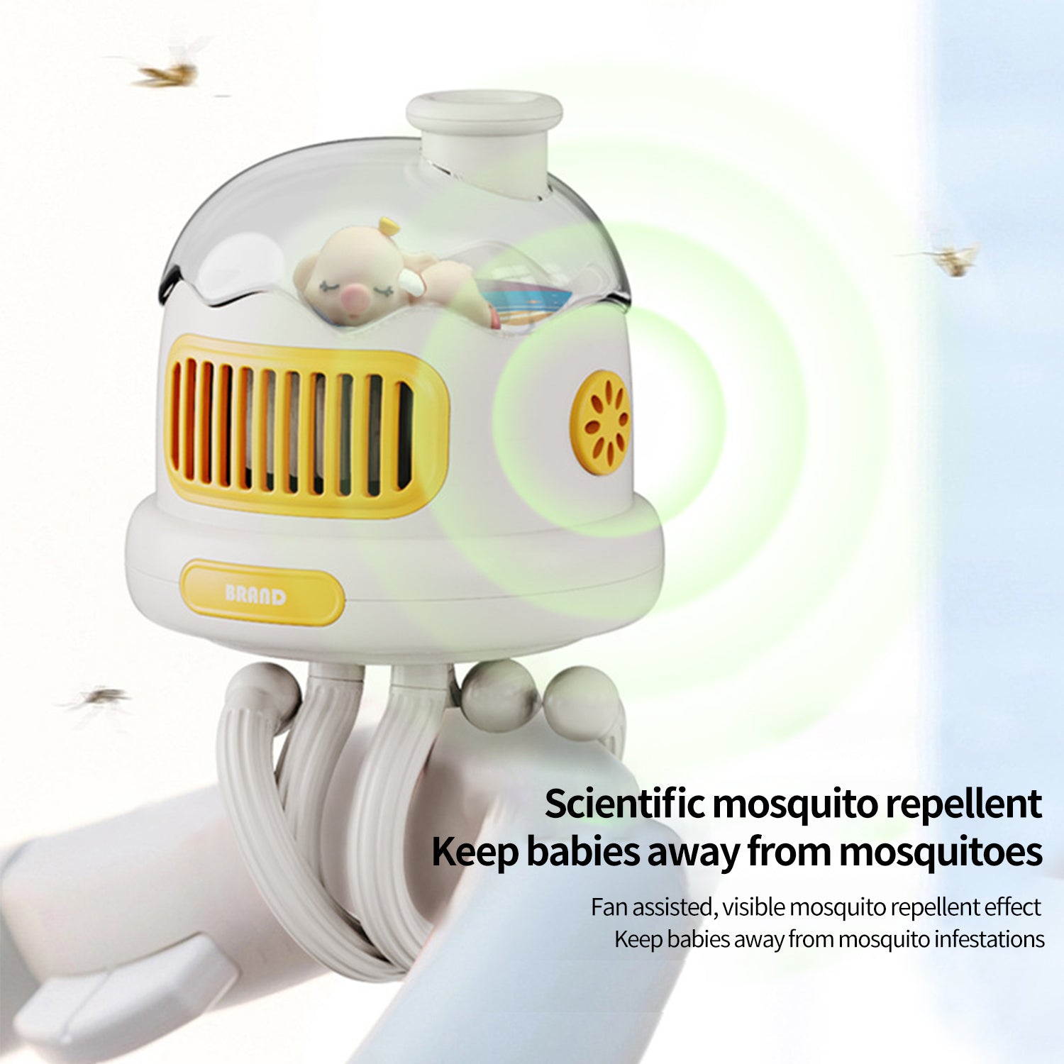 Octopus Stroller Fan With Small Night Light to Repel Mosquitoes and Insects