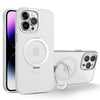 iPhone 15 Pro Transparent Magnetic Suction Bracket Support Wireless Charging Phone Case-Clear