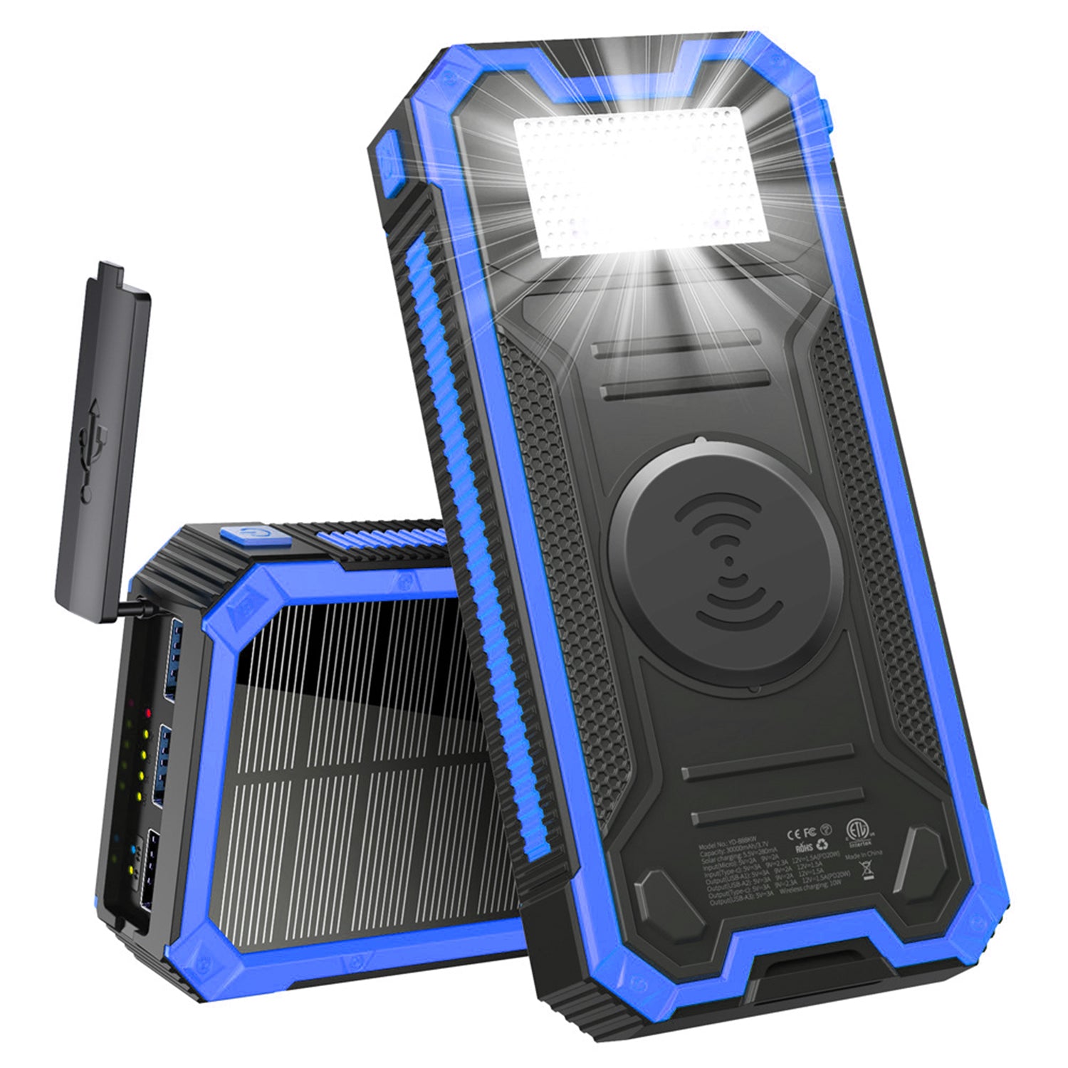 Solar fast charging with LED light panel  power bank support wireless