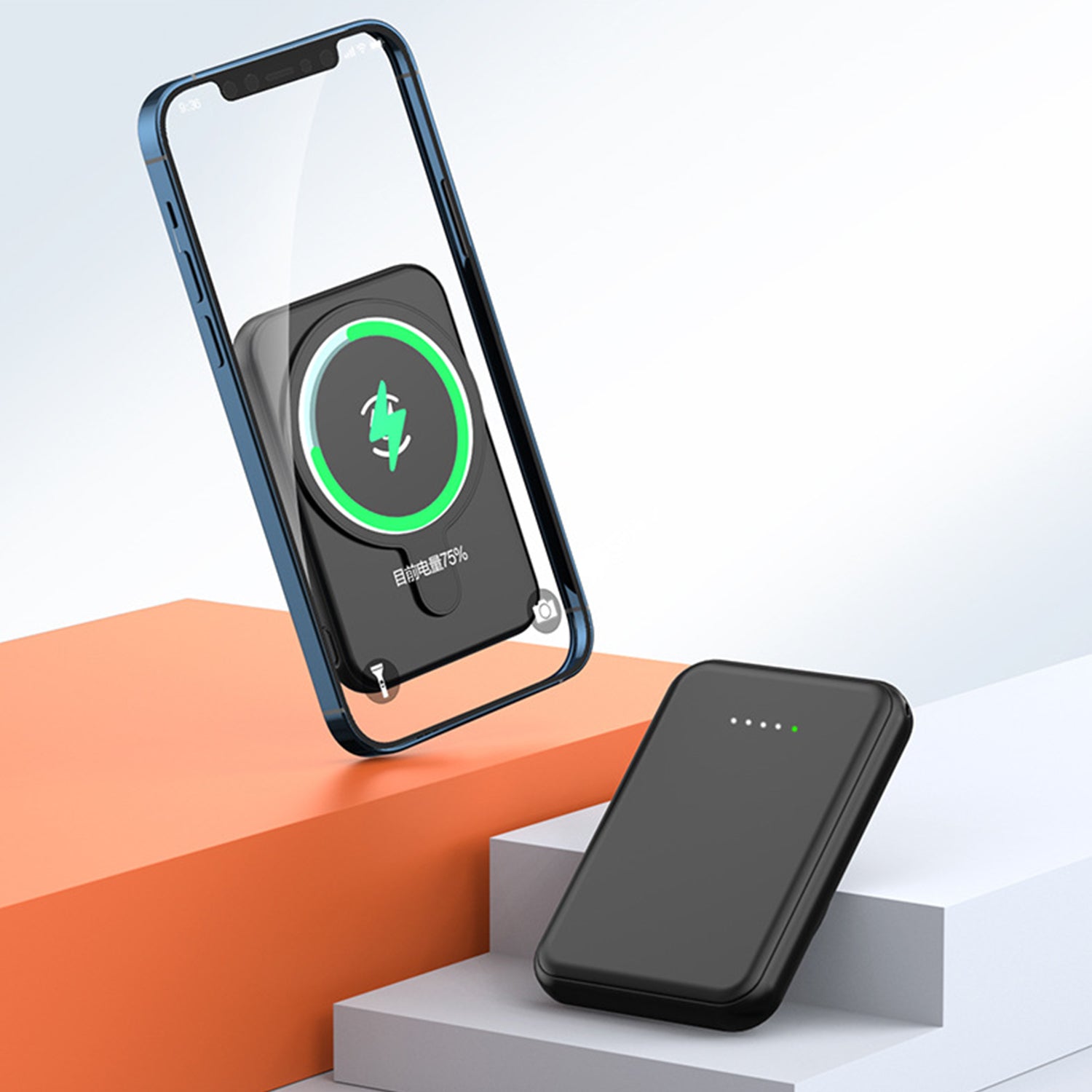 5000mAh  portable magnetic Magnetic absorption wireless charging bank