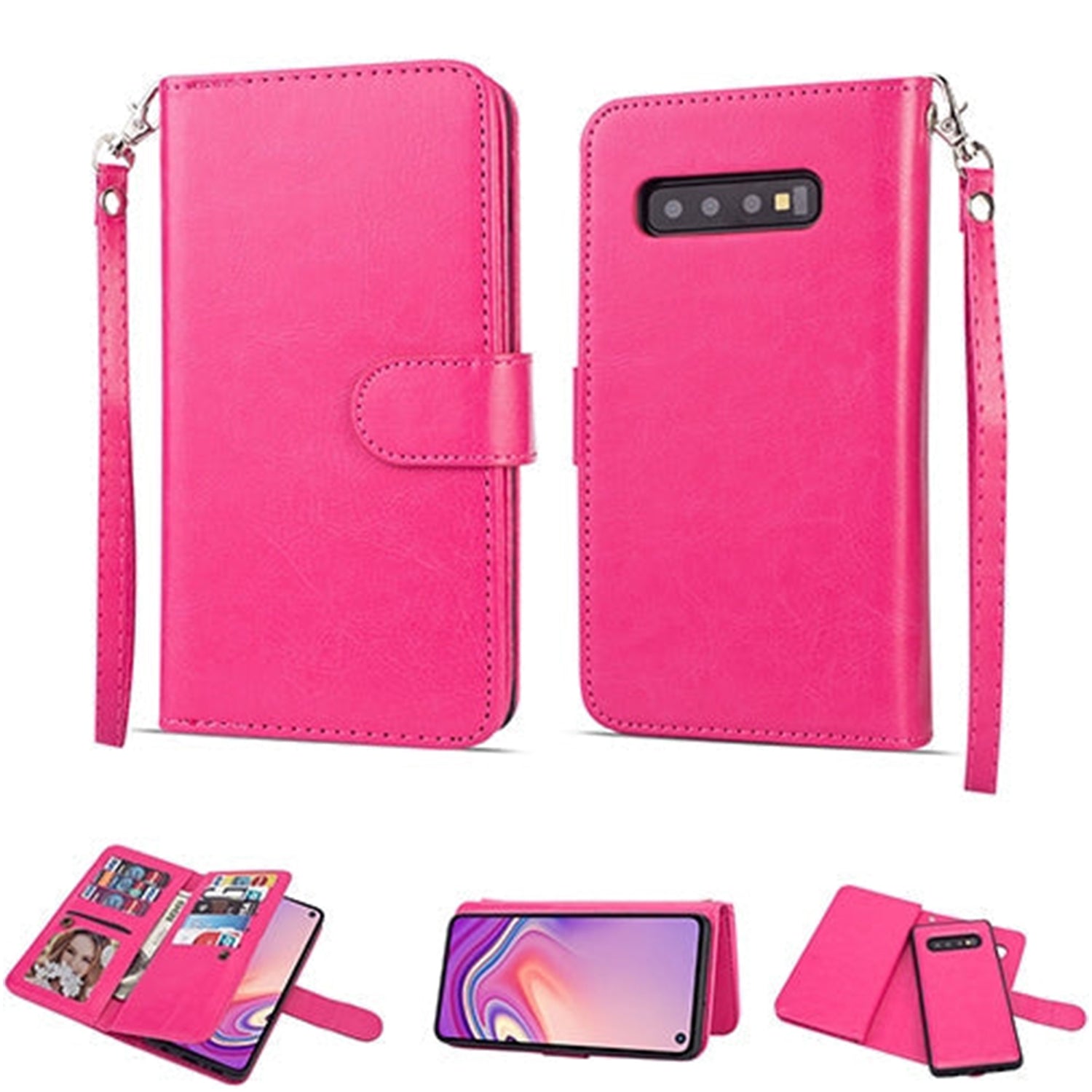 Samsung Galaxy S10 (6.1") 2 in 1 Leather Wallet Case With 9 Credit Card Slots and Removable Back Cover