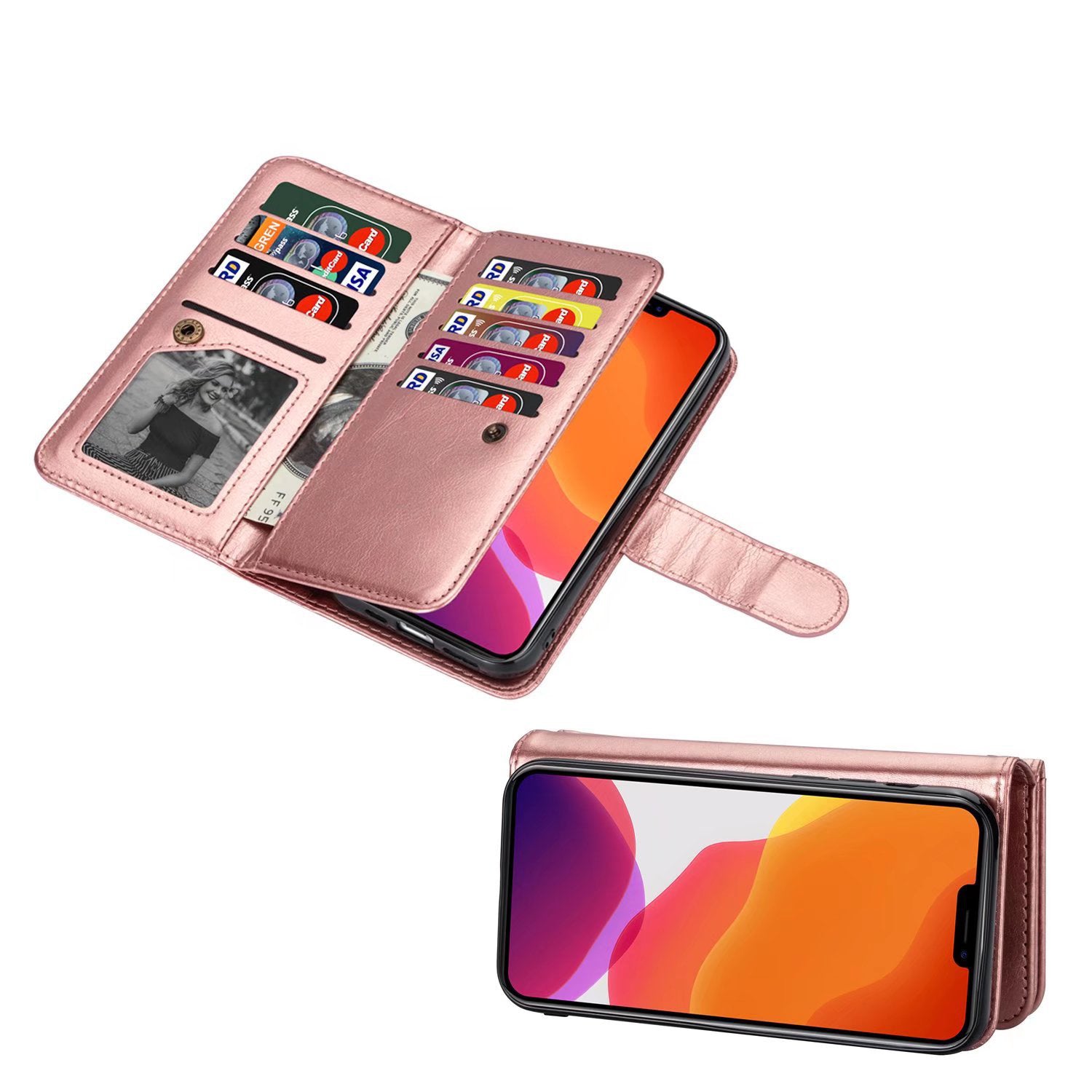 Samsung Galaxy S10 (6.1") 2 in 1 Leather Wallet Case With 9 Credit Card Slots and Removable Back Cover